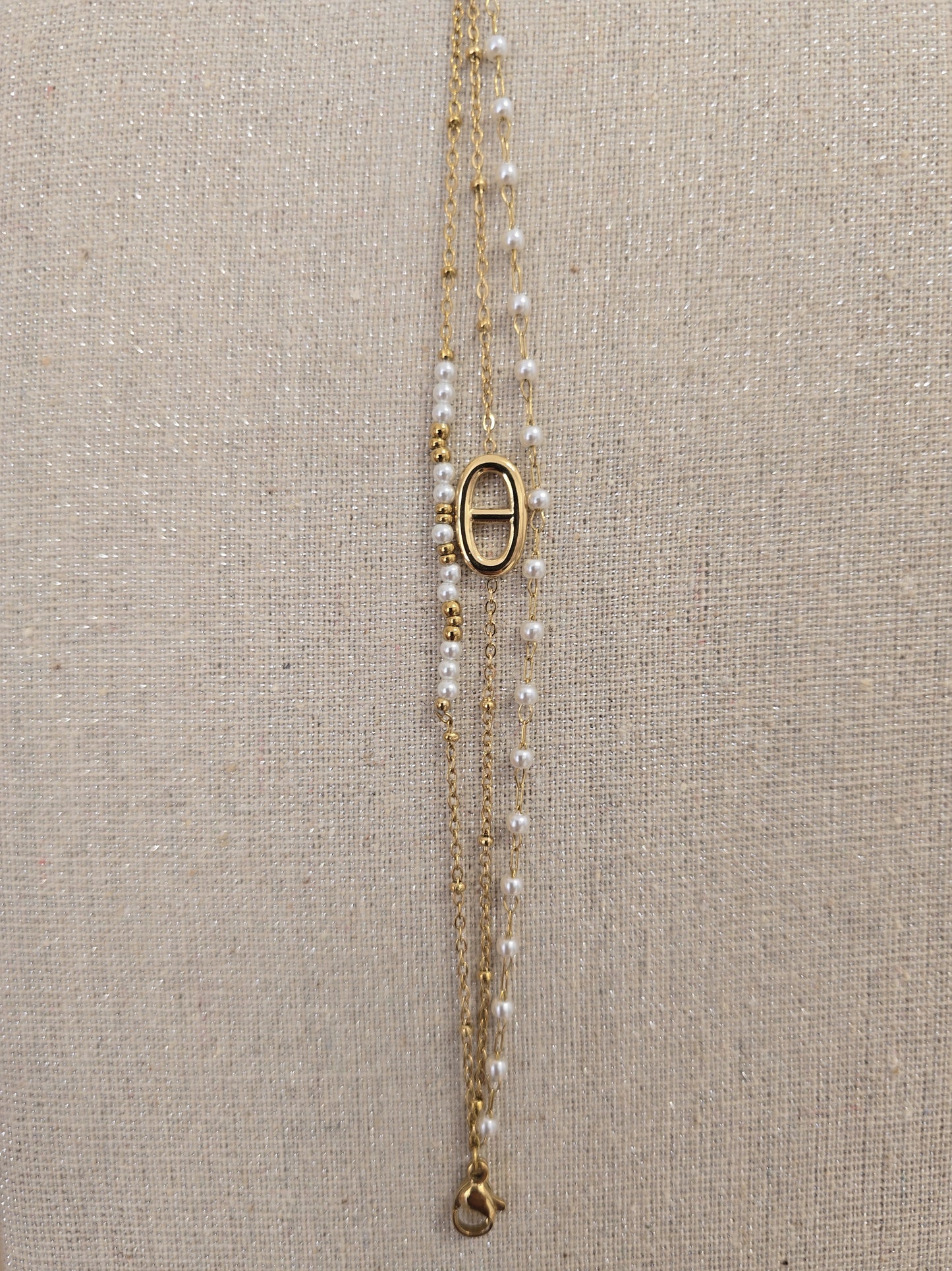 Bracelet de poignet triple rang blanc et doré ALL FOR KIDS