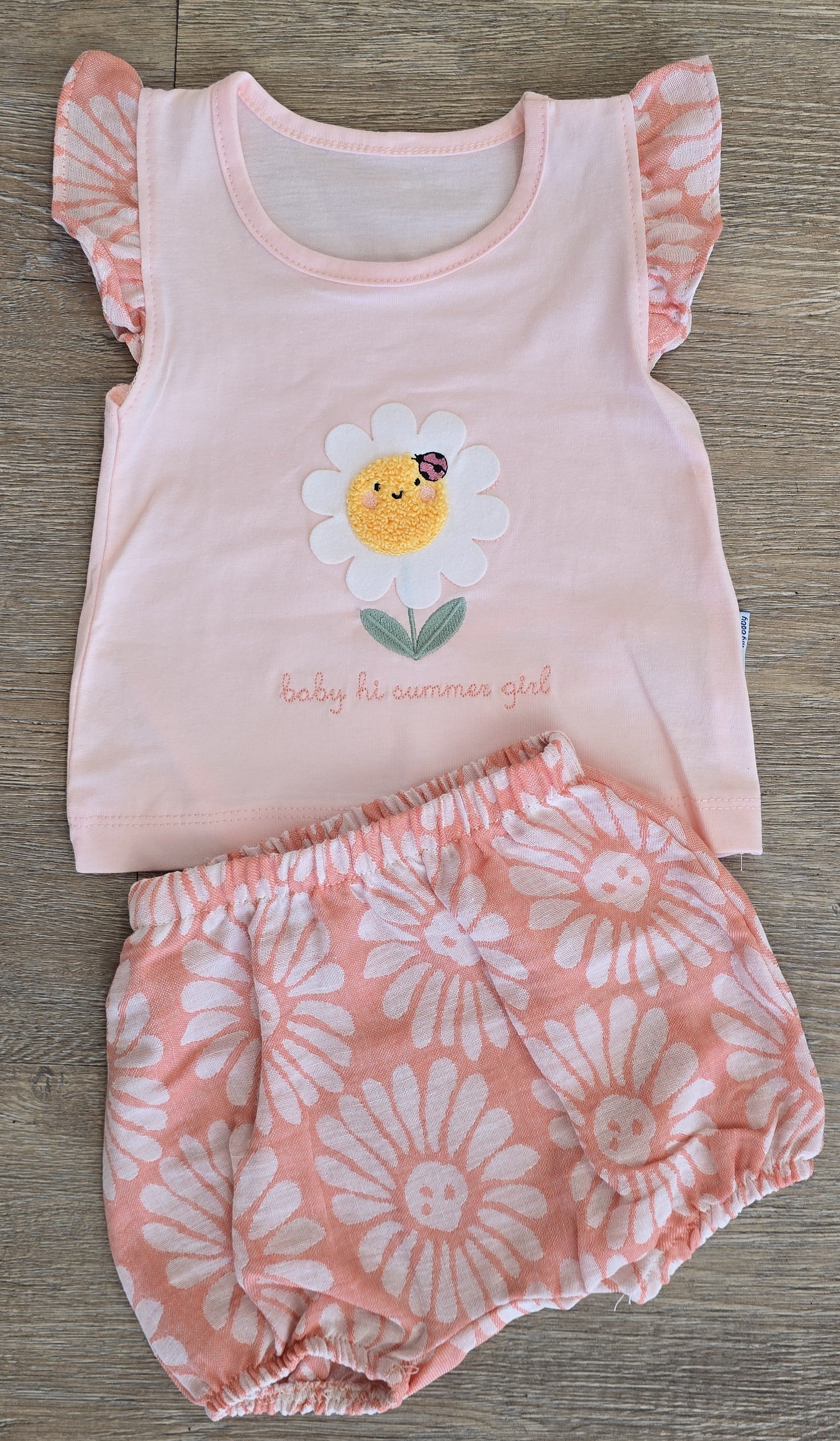 Ensemble bébé fille fleur débardeur et short en coton taille de 9 à 18 mois ref 253 ALL FOR KIDS