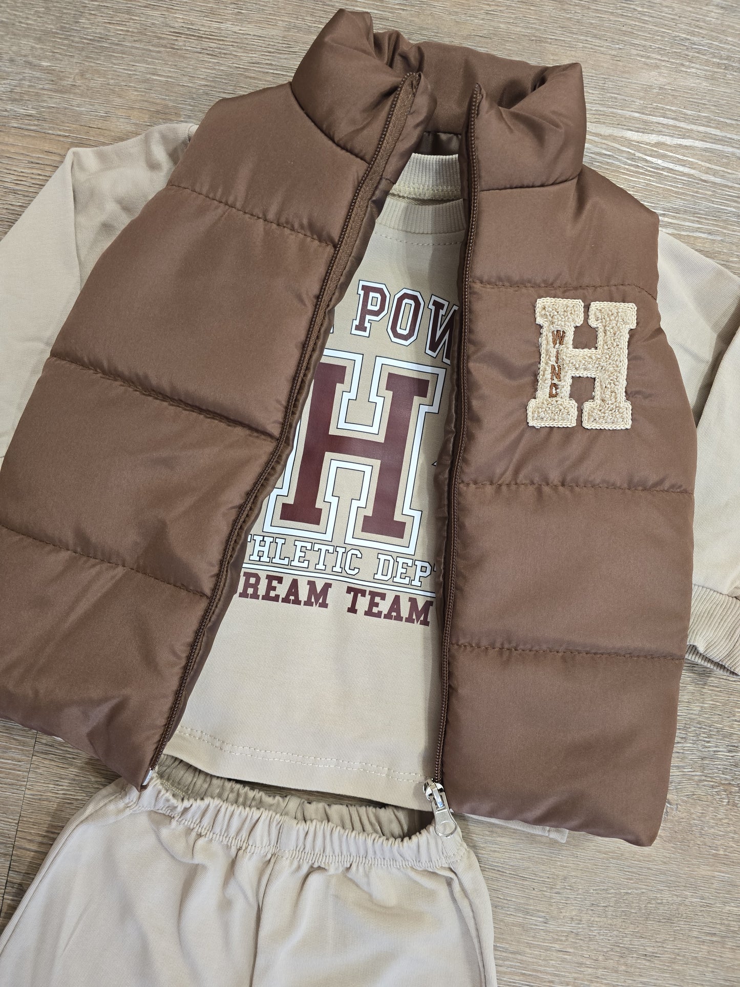 Ensemble garçon 3 pièces avec doudoune taille de 9 à 24 mois 100% coton ref 1703 ALL FOR KIDS