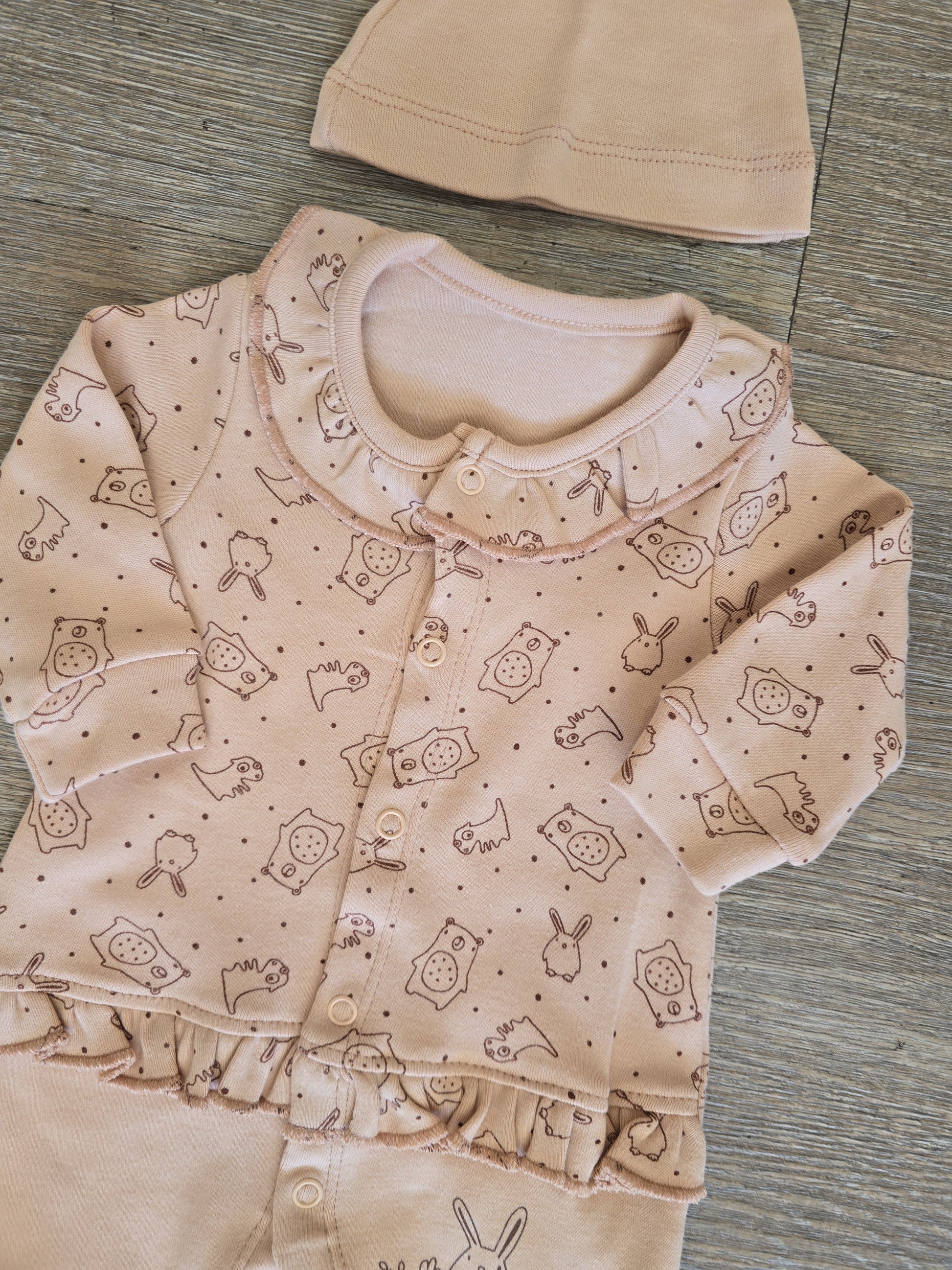 Pyjama bébé fille coton avec bonnet en coton taille de 0 à 6 mois ref 8 ALL FOR KIDS