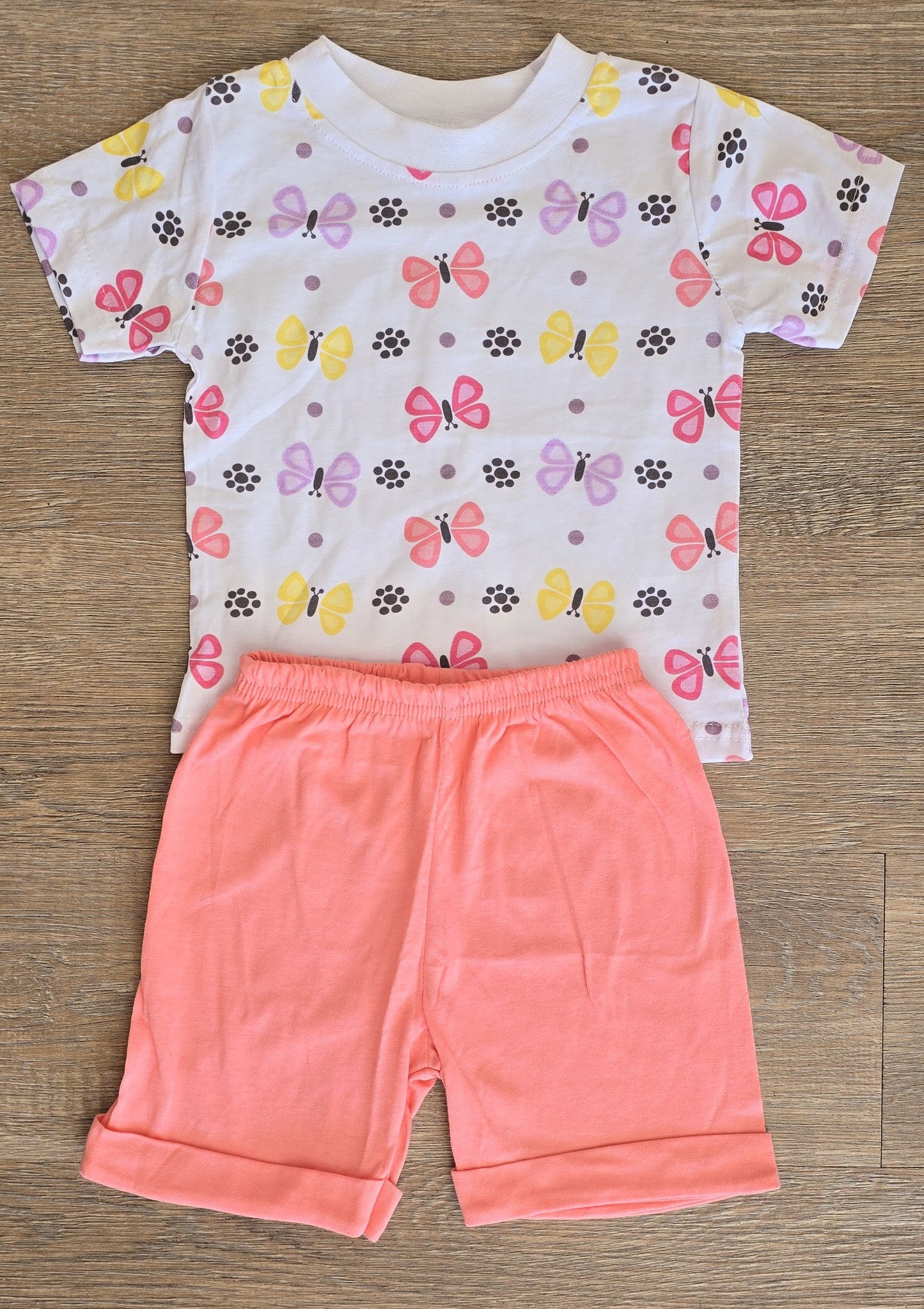 Ensemble bébé fille papillons tee-shirt et short taille de 6 à 24 mois coton ref 0004 ALL FOR KIDS