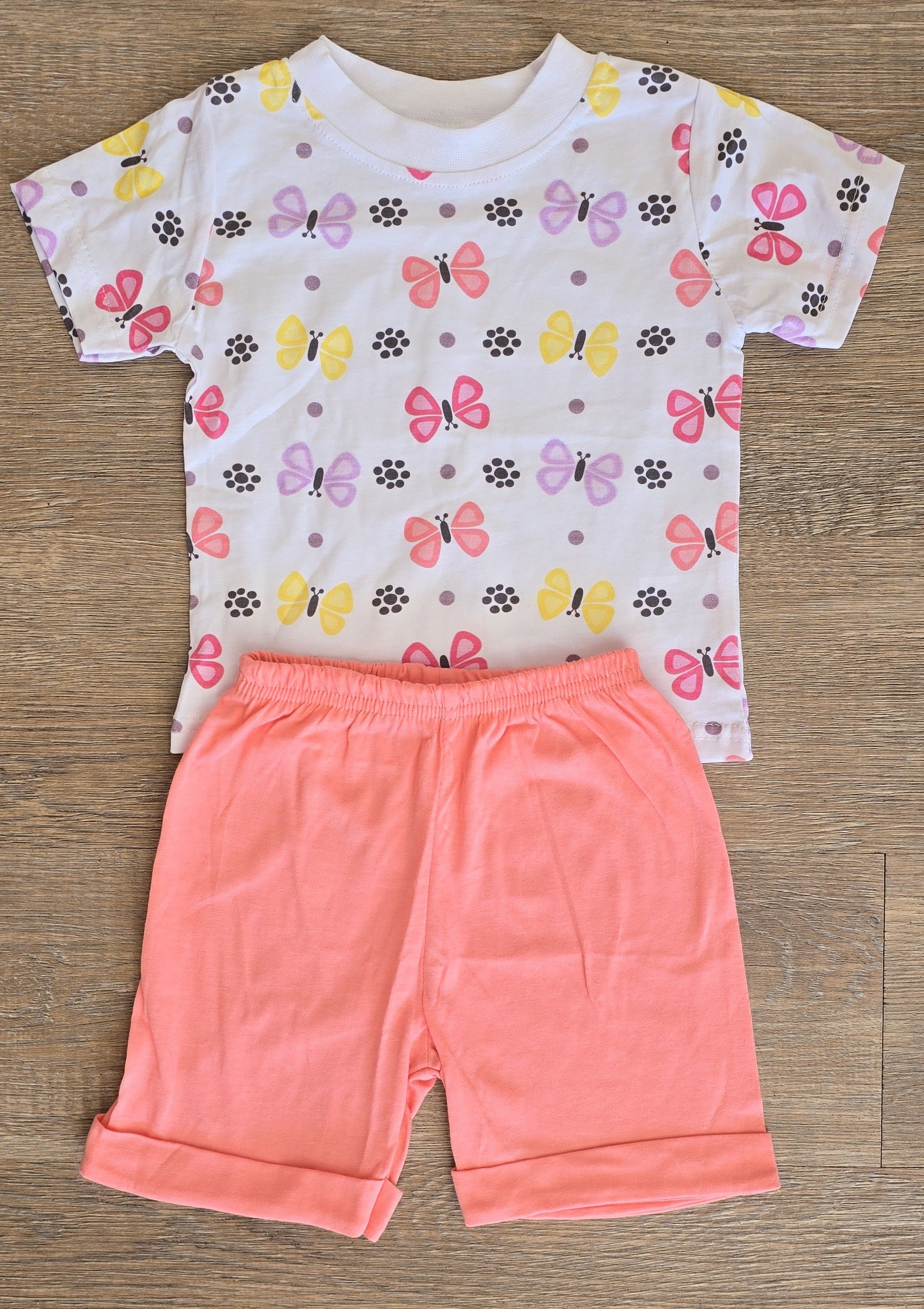 Ensemble bébé fille papillons tee-shirt et short taille de 6 à 24 mois coton ref 0004 ALL FOR KIDS