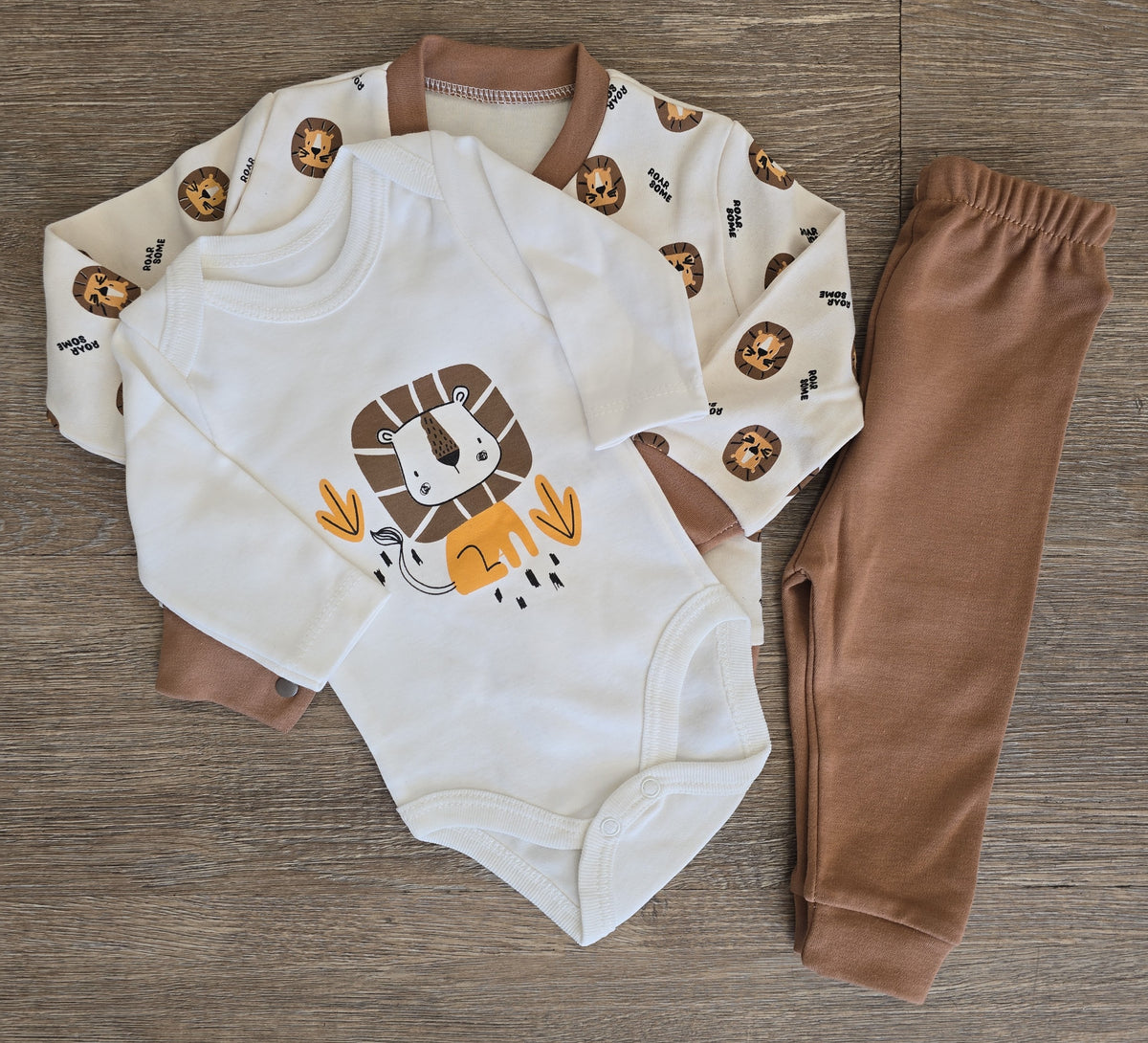 Ensemble bébé garçon lion 3 pièces 100 % coton taille de 3 à 9 mois ALL FOR KIDS