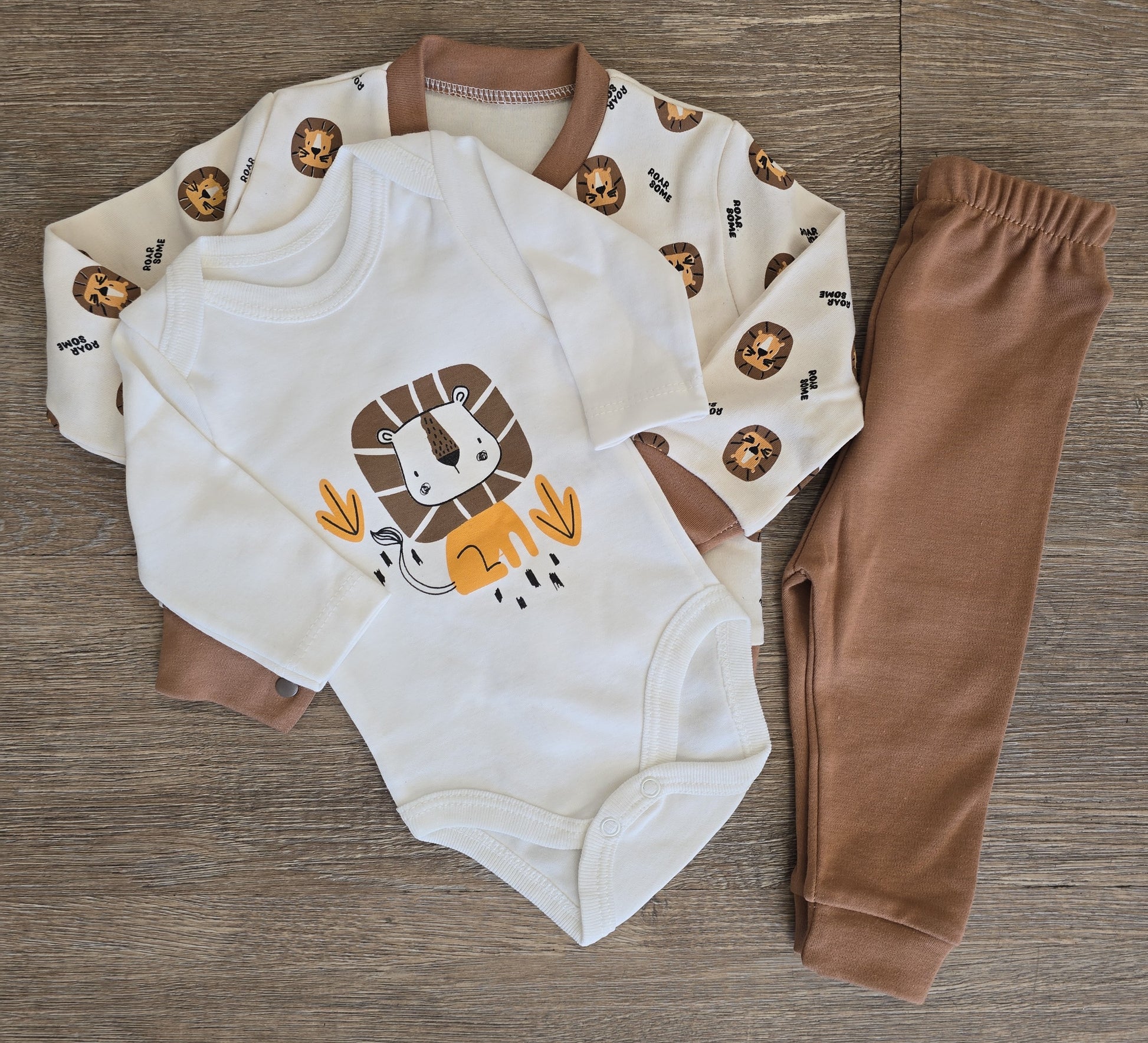 Ensemble bébé garçon lion 3 pièces 100 % coton taille de 3 à 9 mois ALL FOR KIDS