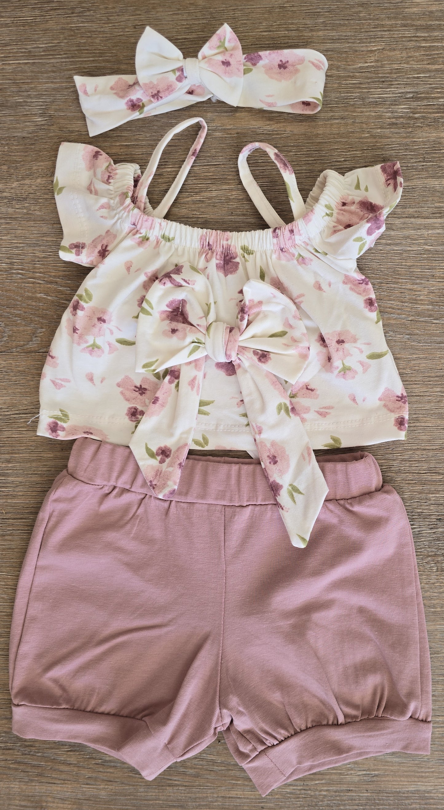 Ensemble bébé fille fleuri short taille de 9 à 24 mois coton ref 7530 ALL FOR KIDS