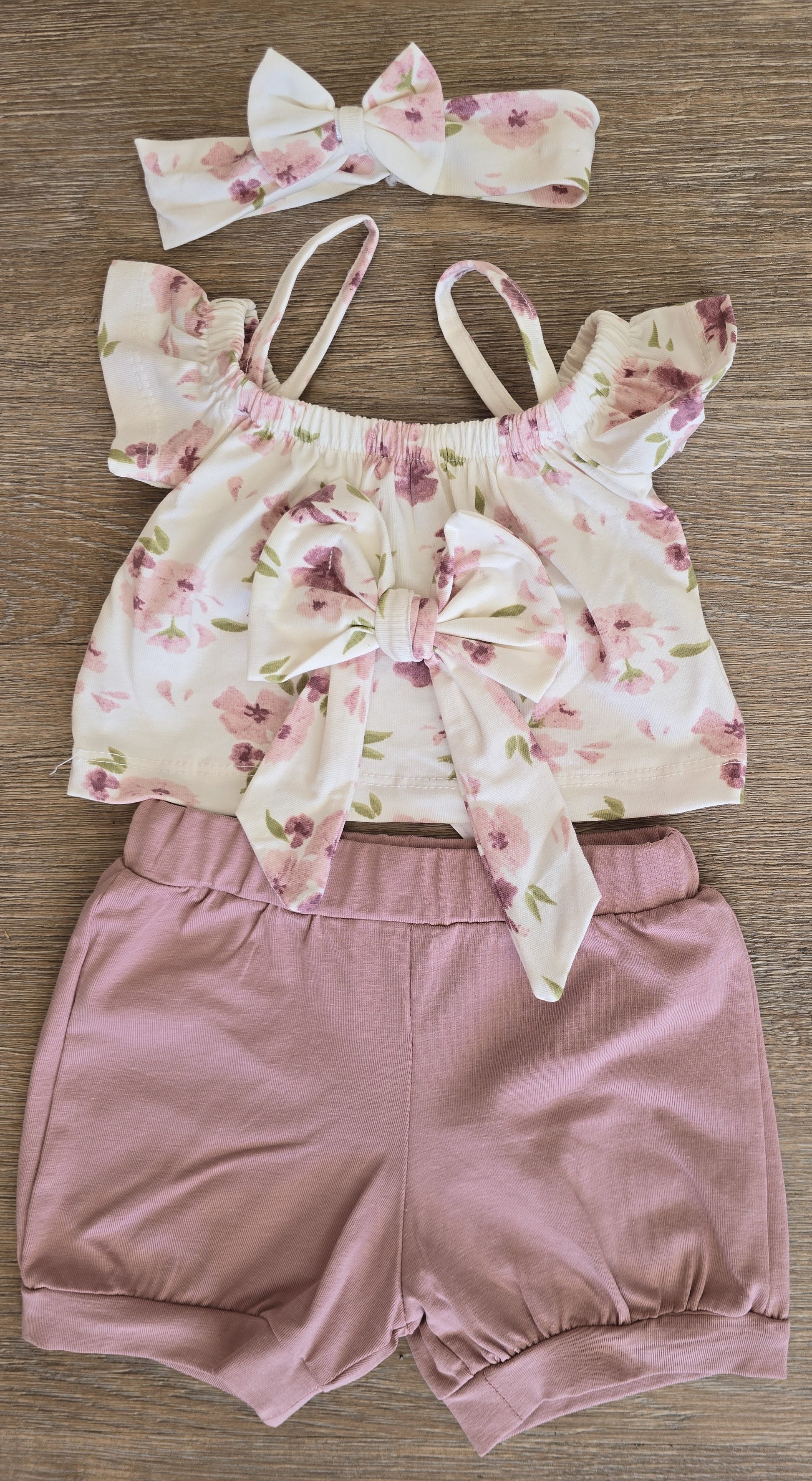 Ensemble bébé fille fleuri short taille de 9 à 24 mois coton ref 7530 ALL FOR KIDS