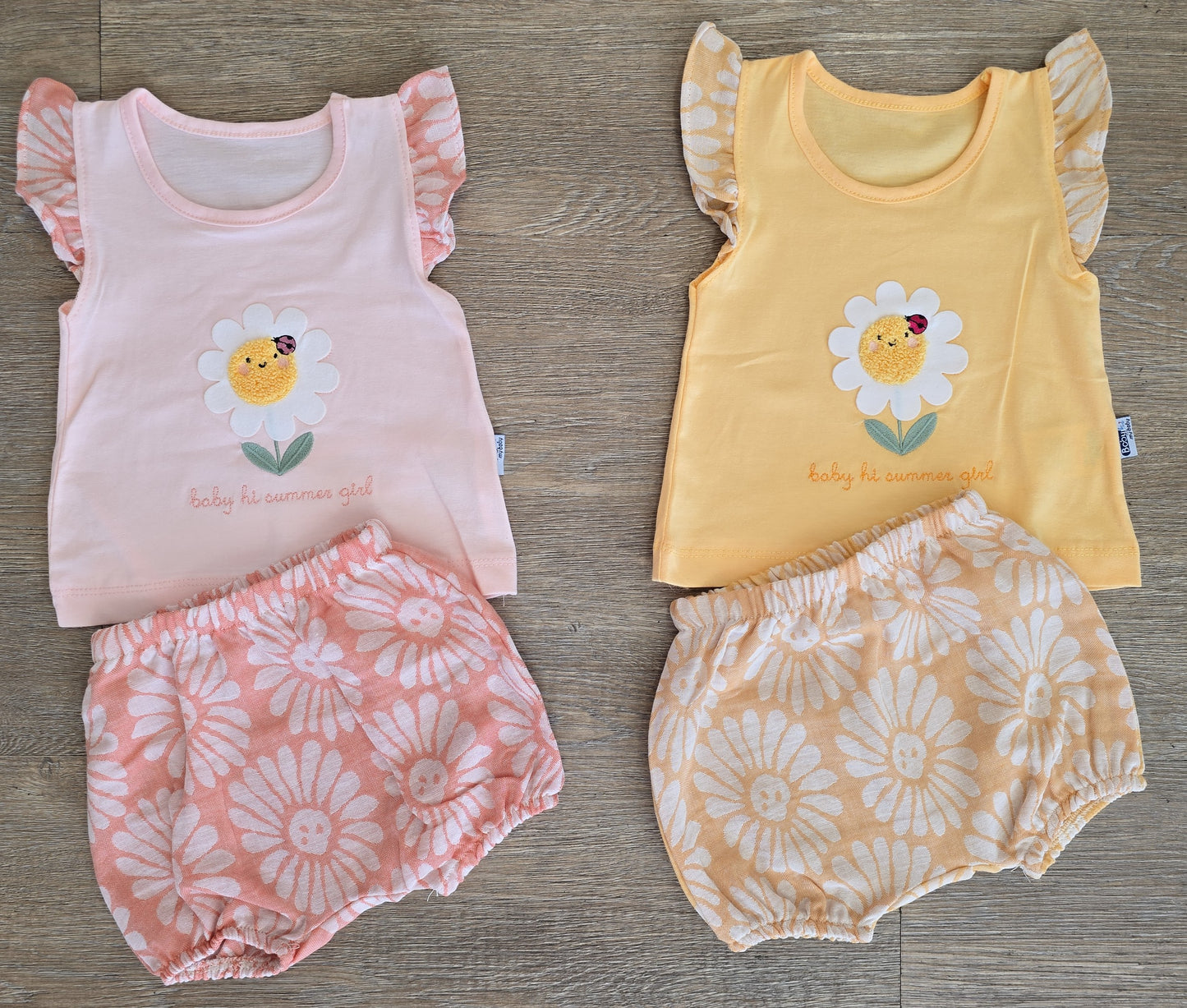 Ensemble bébé fille fleur débardeur et short en coton taille de 9 à 18 mois ref 253 ALL FOR KIDS