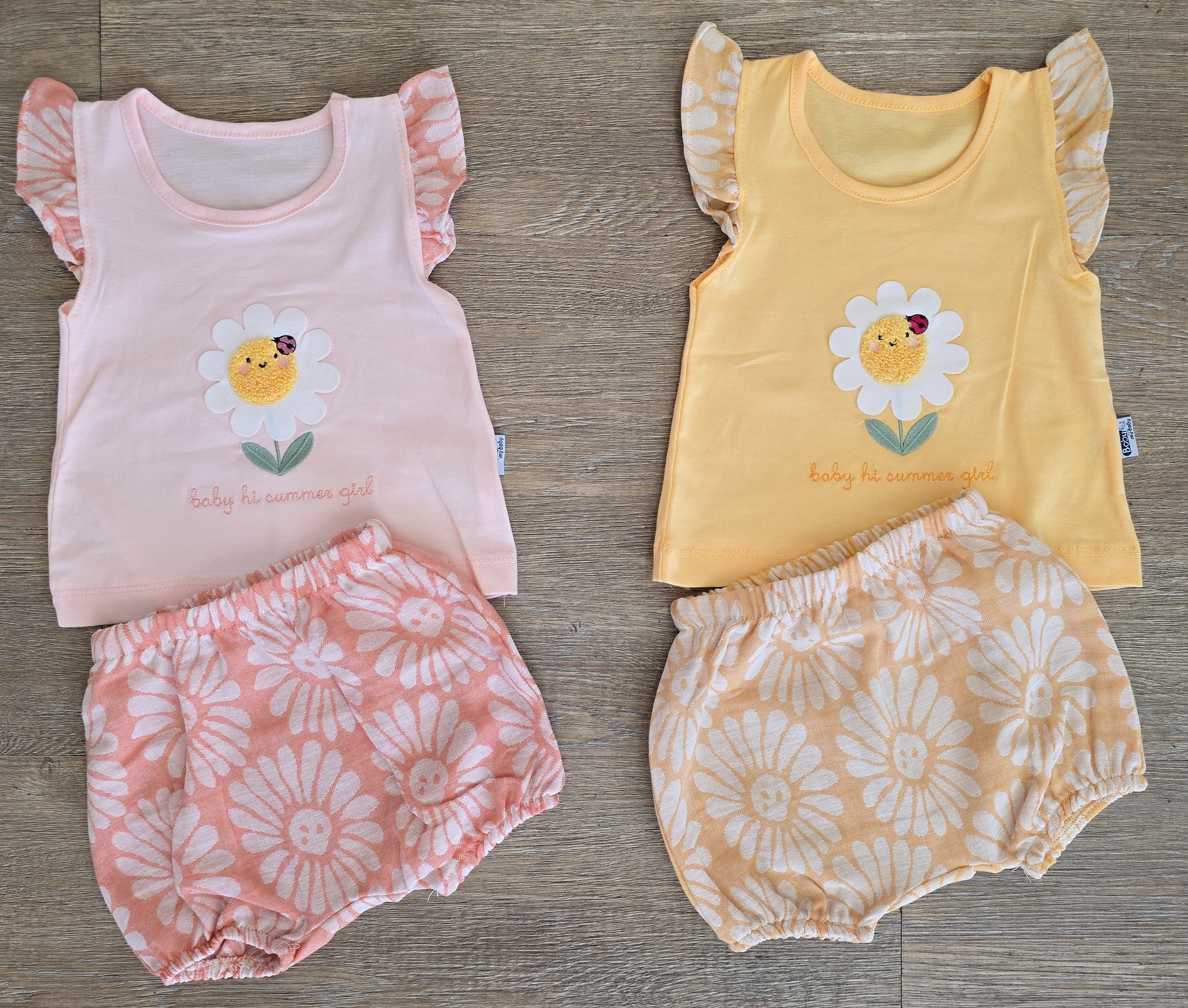 Ensemble bébé fille fleur débardeur et short en coton taille de 9 à 18 mois ref 253 ALL FOR KIDS