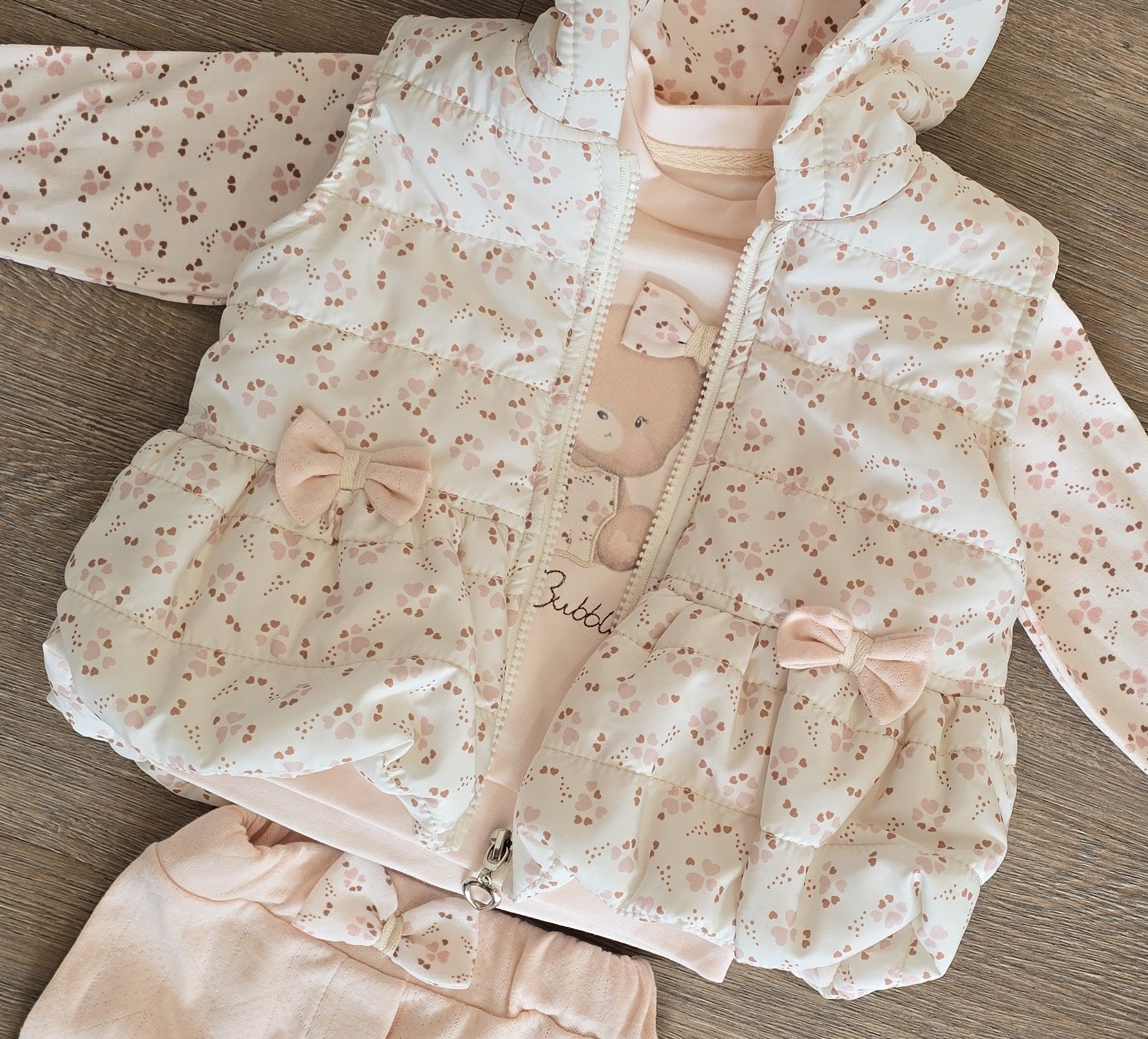 Ensemble bébé fille 3 pièces rose clair  100% coton taille de 6 à 18 mois ref 9100 ALL FOR KIDS
