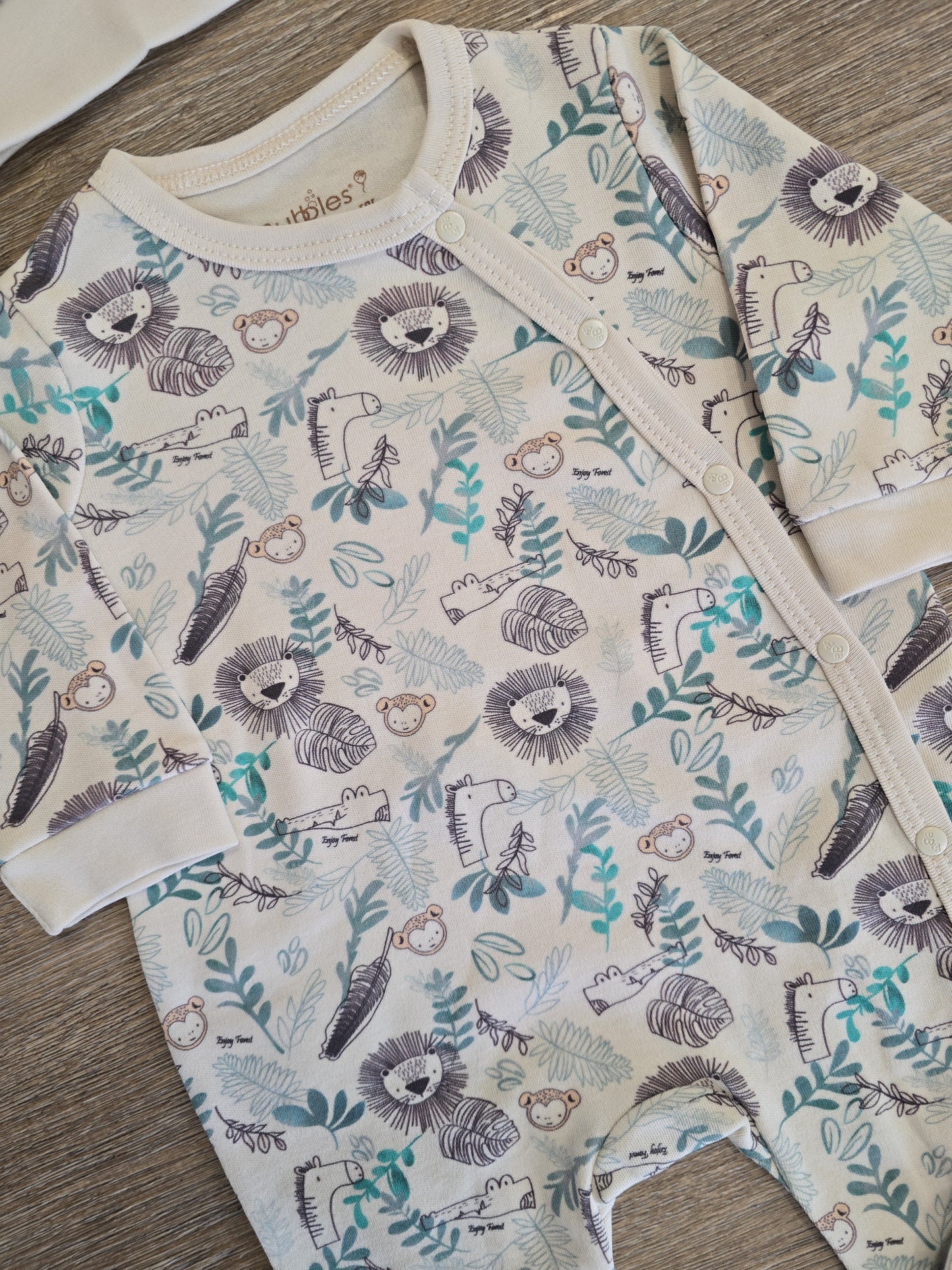Pyjama bébé jungle avec bonnet taille de 0 à 6 mois 100% coton ref 3119 ALL FOR KIDS