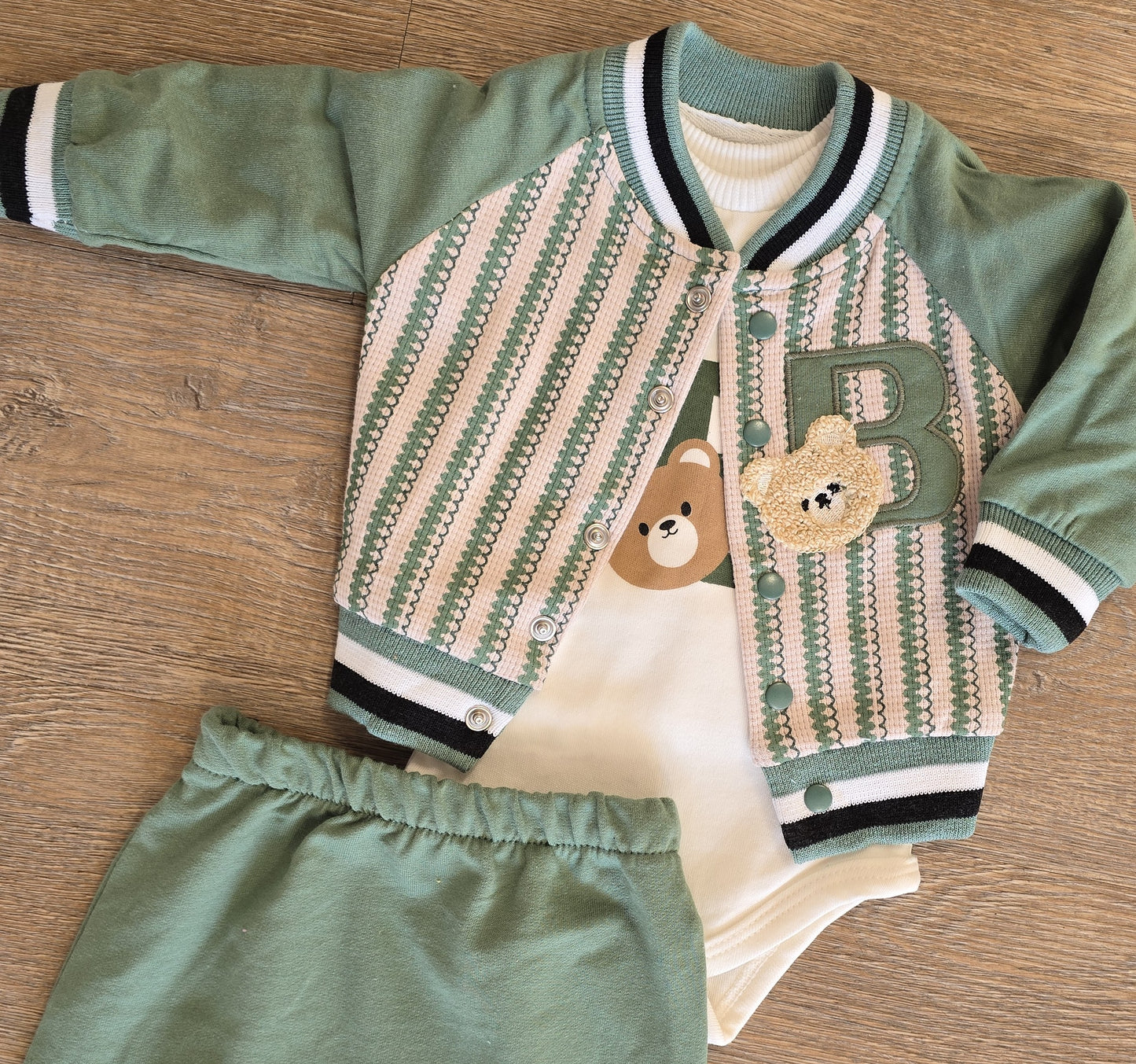 Ensemble bébé garçon style teddy 3 pièces taille de 0 à 6 mois ref 1380 ALL FOR KIDS
