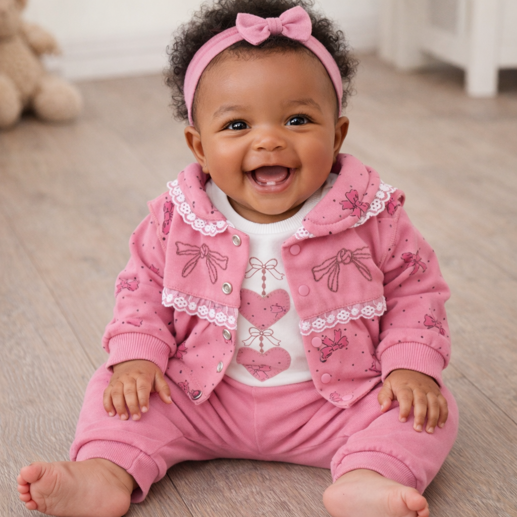 Ensemble bébé fille 100% coton taille de 0 à 9 mois ref 1369 ALL FOR KIDS