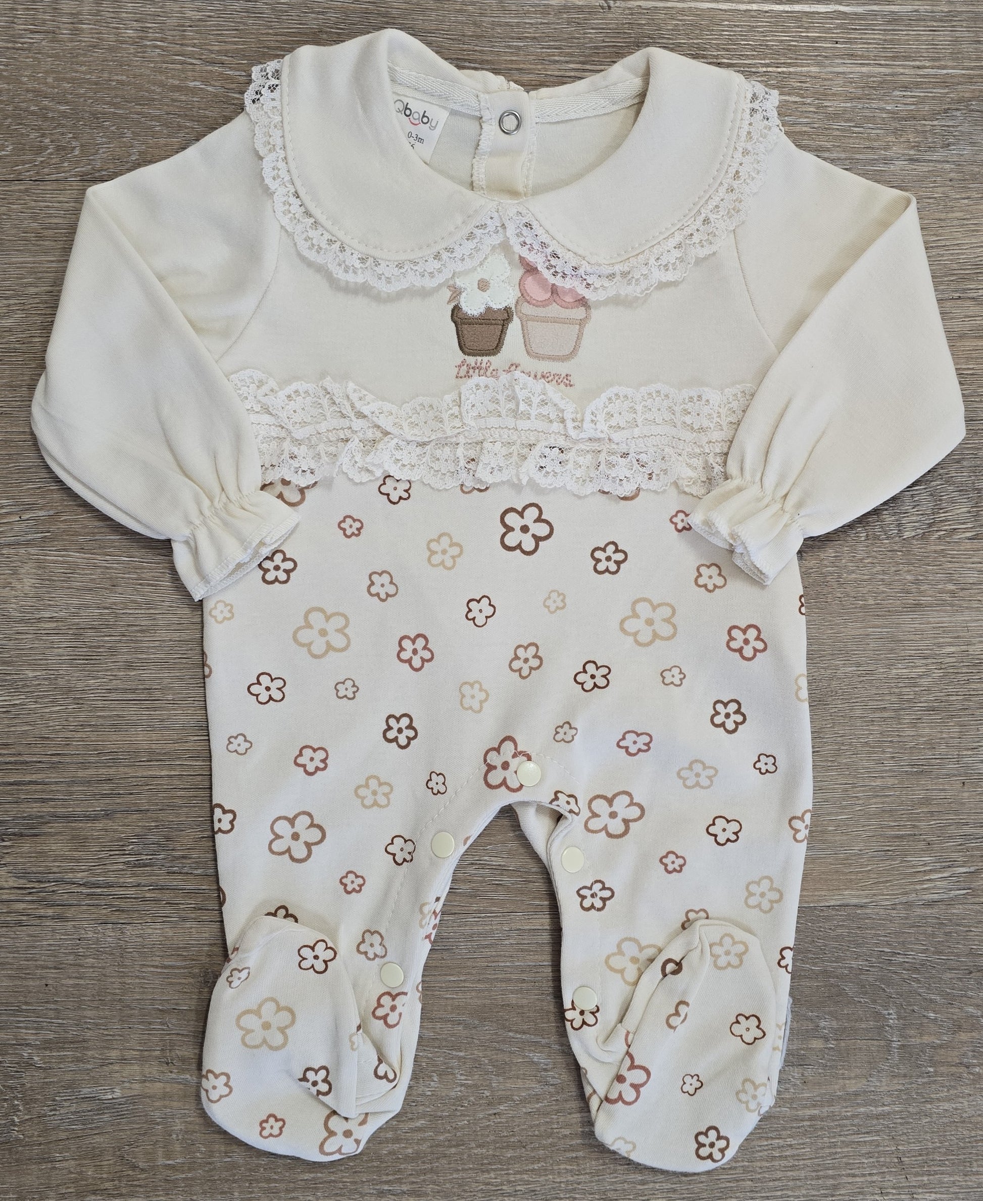Pyjama bébé fille rose motif fleur taille de 3 à 9 mois 100% coton ref 1153 ALL FOR KIDS