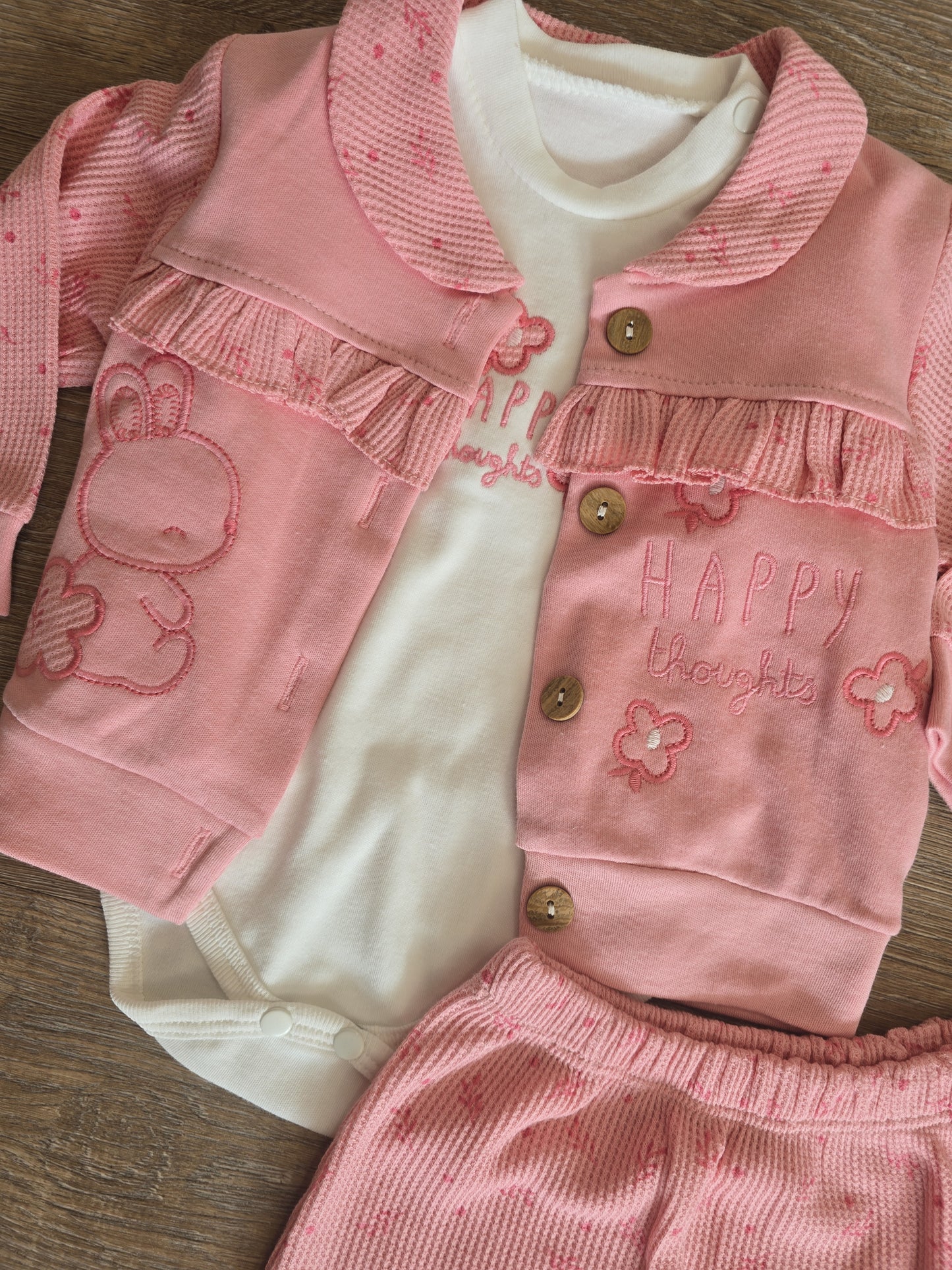 Ensemble bébé fille 3 pièces taille de 3 à 9 mois 100% coton ref 2077 ALL FOR KIDS