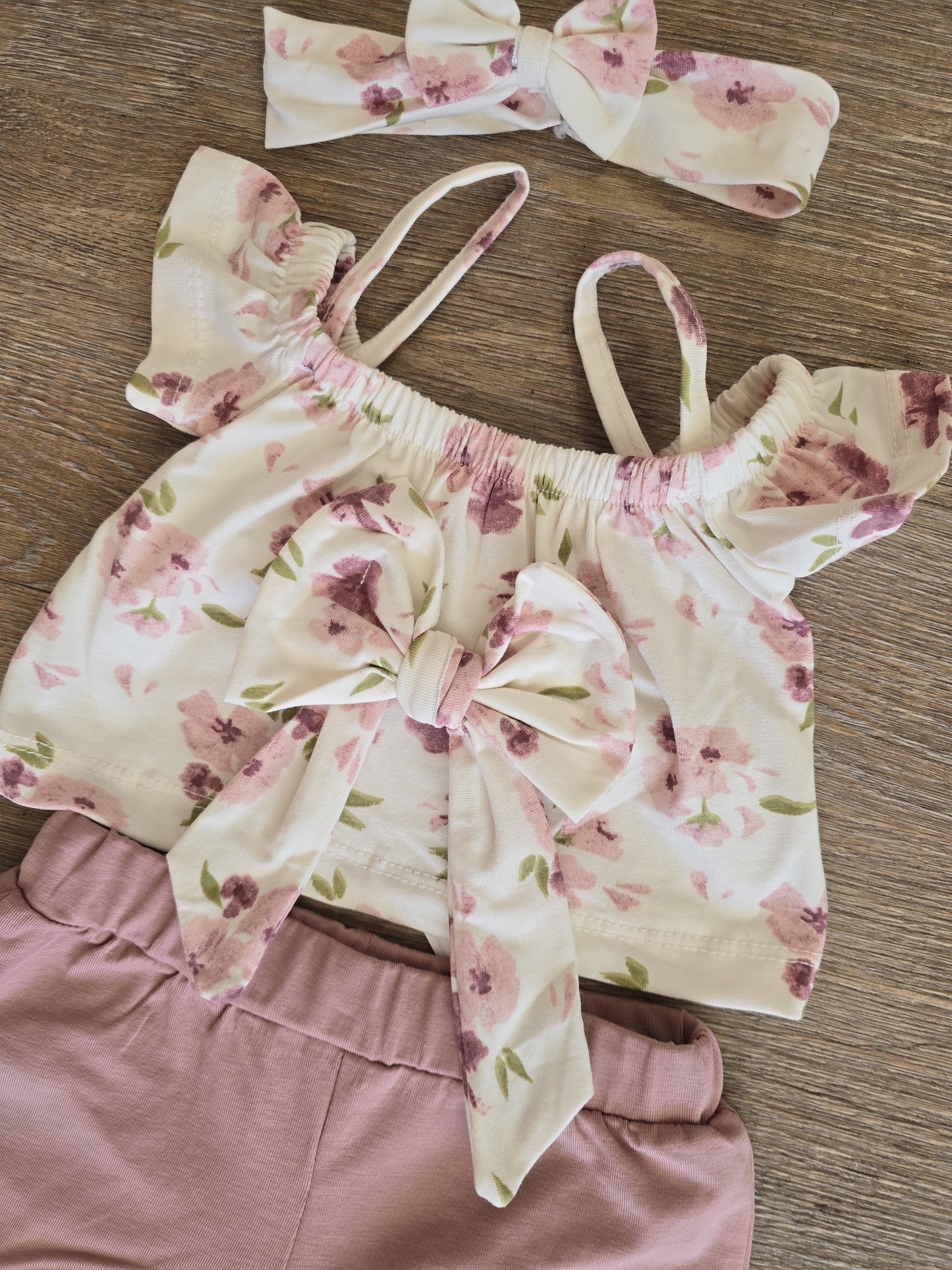 Ensemble bébé fille fleuri short taille de 9 à 24 mois coton ref 7530 ALL FOR KIDS