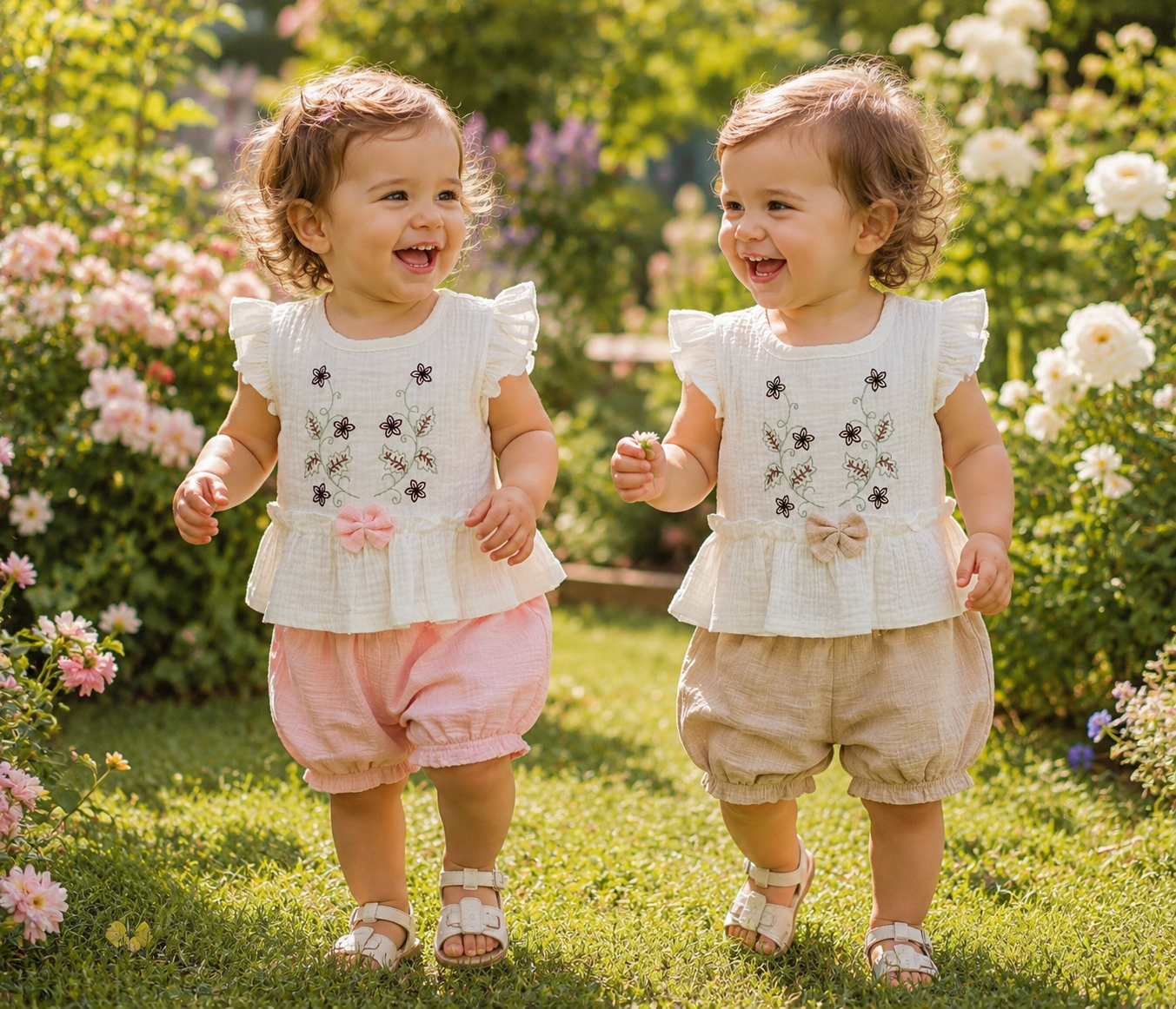 Ensemble bébé fille gaze de coton taille de 9 à 24 mois ref 36 ALL FOR KIDS