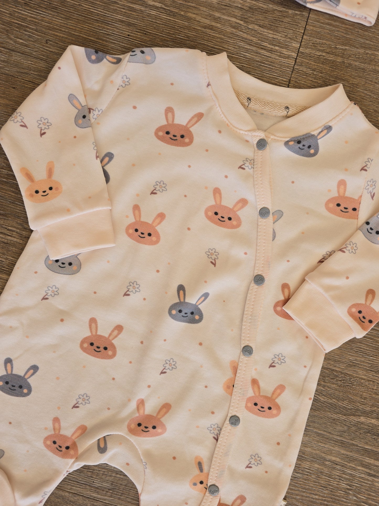 Pyjama bébé fille lapins avec bandeau taille de 0 à 6 mois 100% coton ref 4 ALL FOR KIDS