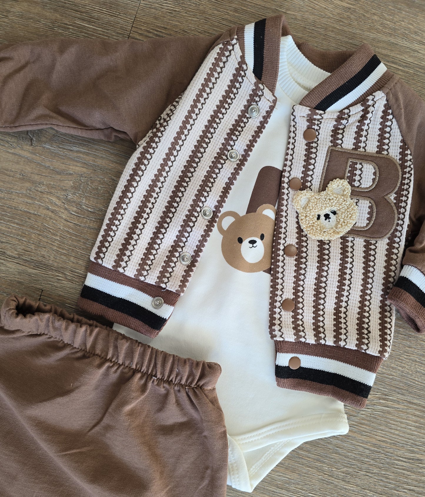 Ensemble bébé garçon style teddy 3 pièces taille de 0 à 6 mois ref 1380 ALL FOR KIDS