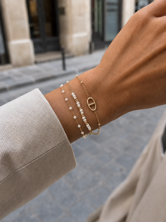 Bracelet de poignet triple rang blanc et doré ALL FOR KIDS