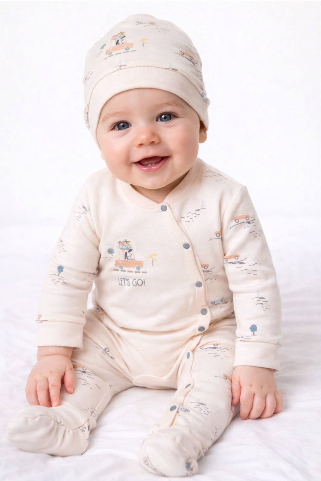 Pyjama bébé garçon avec bonnet coton taille de 0 à 6 mois ref 11 ALL FOR KIDS
