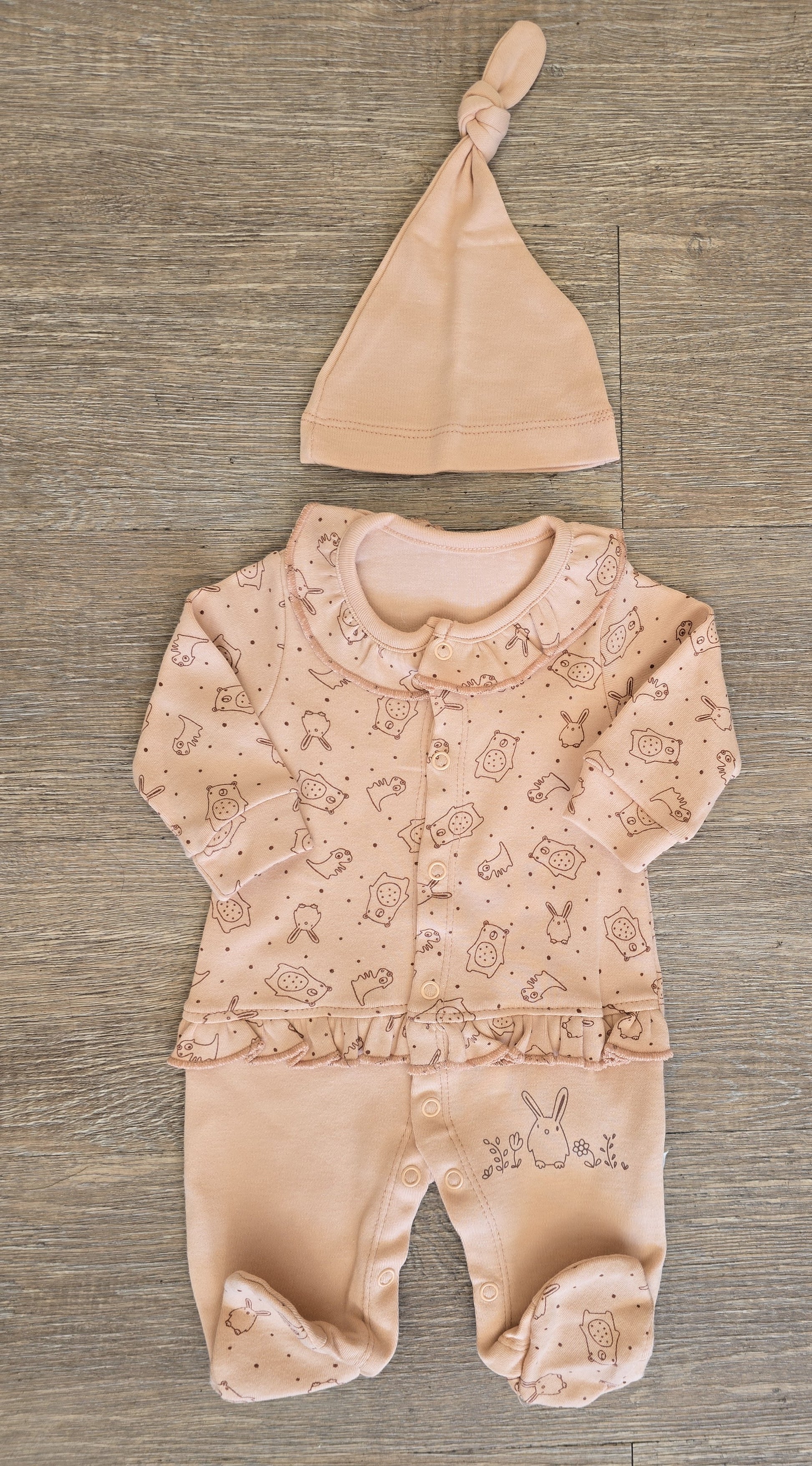 Pyjama bébé fille coton avec bonnet en coton taille de 0 à 6 mois ref 8 ALL FOR KIDS