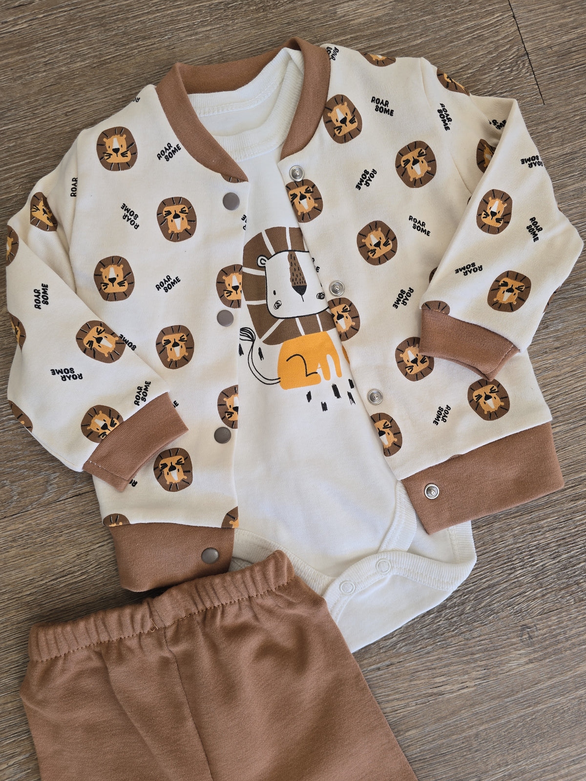 Ensemble bébé garçon lion 3 pièces 100 % coton taille de 3 à 9 mois ALL FOR KIDS