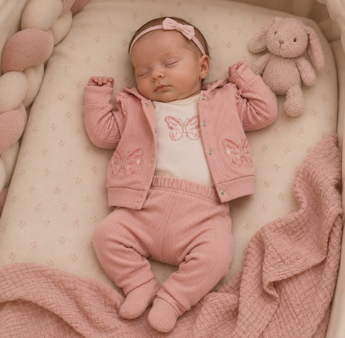 Ensemble bébé fille 3 pieces gillet body pantalon ref 56 ALL FOR KIDS