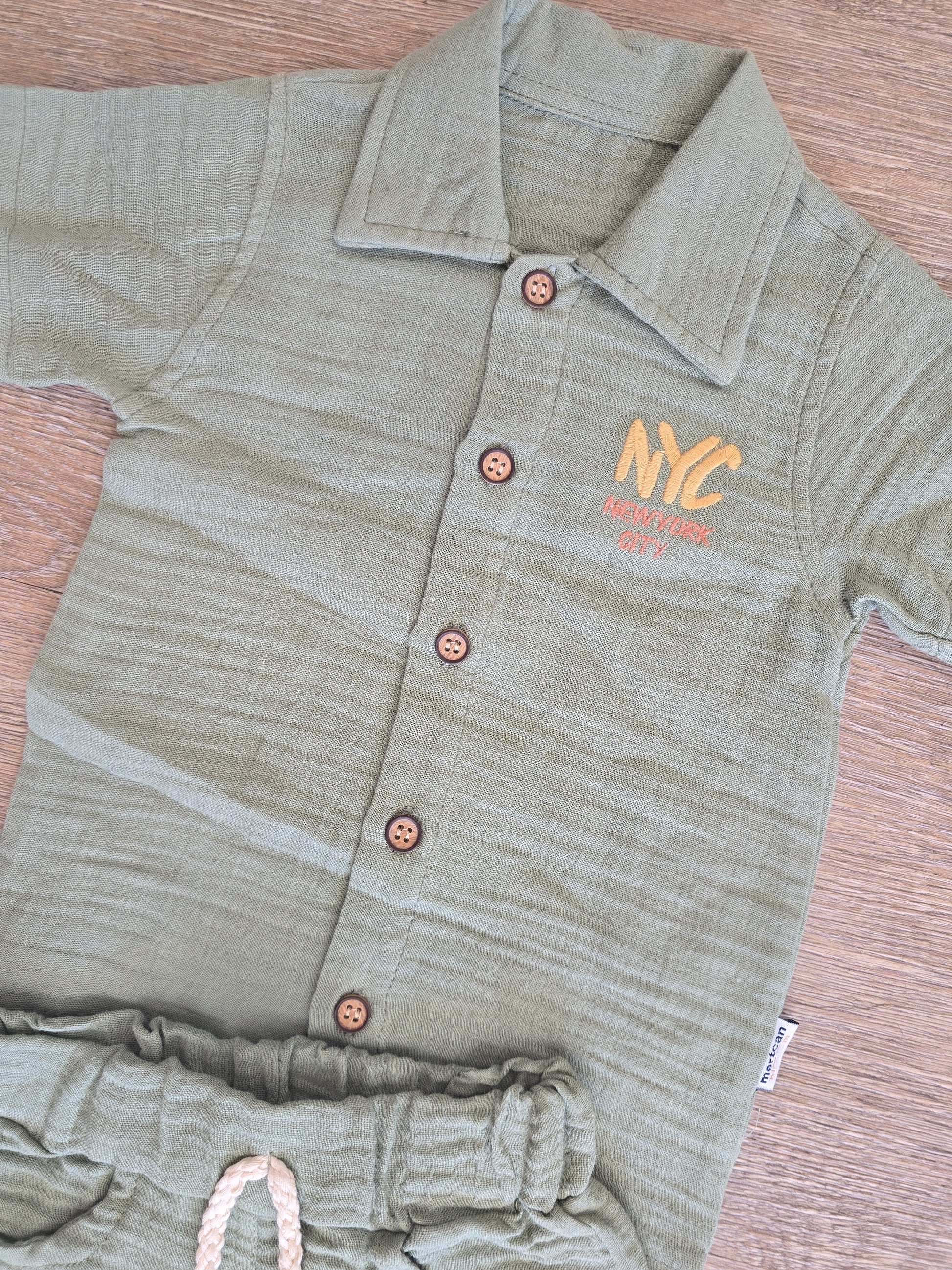 Ensemble bébé garçon chemise short taille de 9 à 24 mois 100% coton ref 1427 ALL FOR KIDS