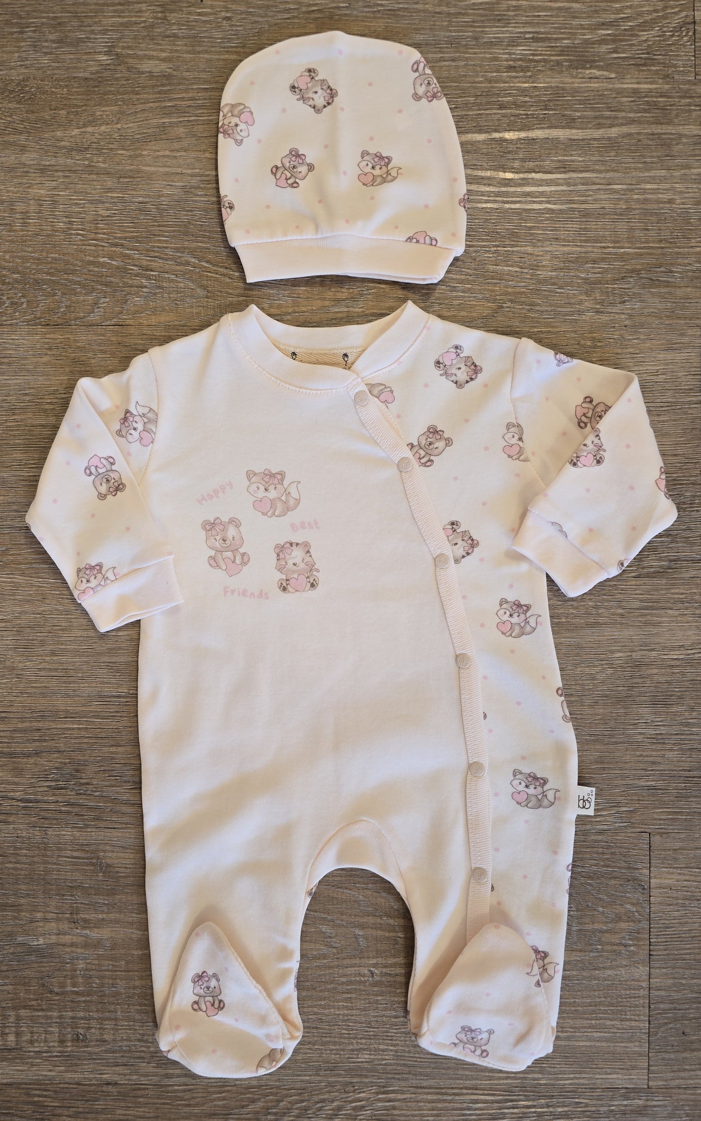 Pyjama bébé fille avec bonnet coton taille de 0 à 6 mois ref 14 ALL FOR KIDS