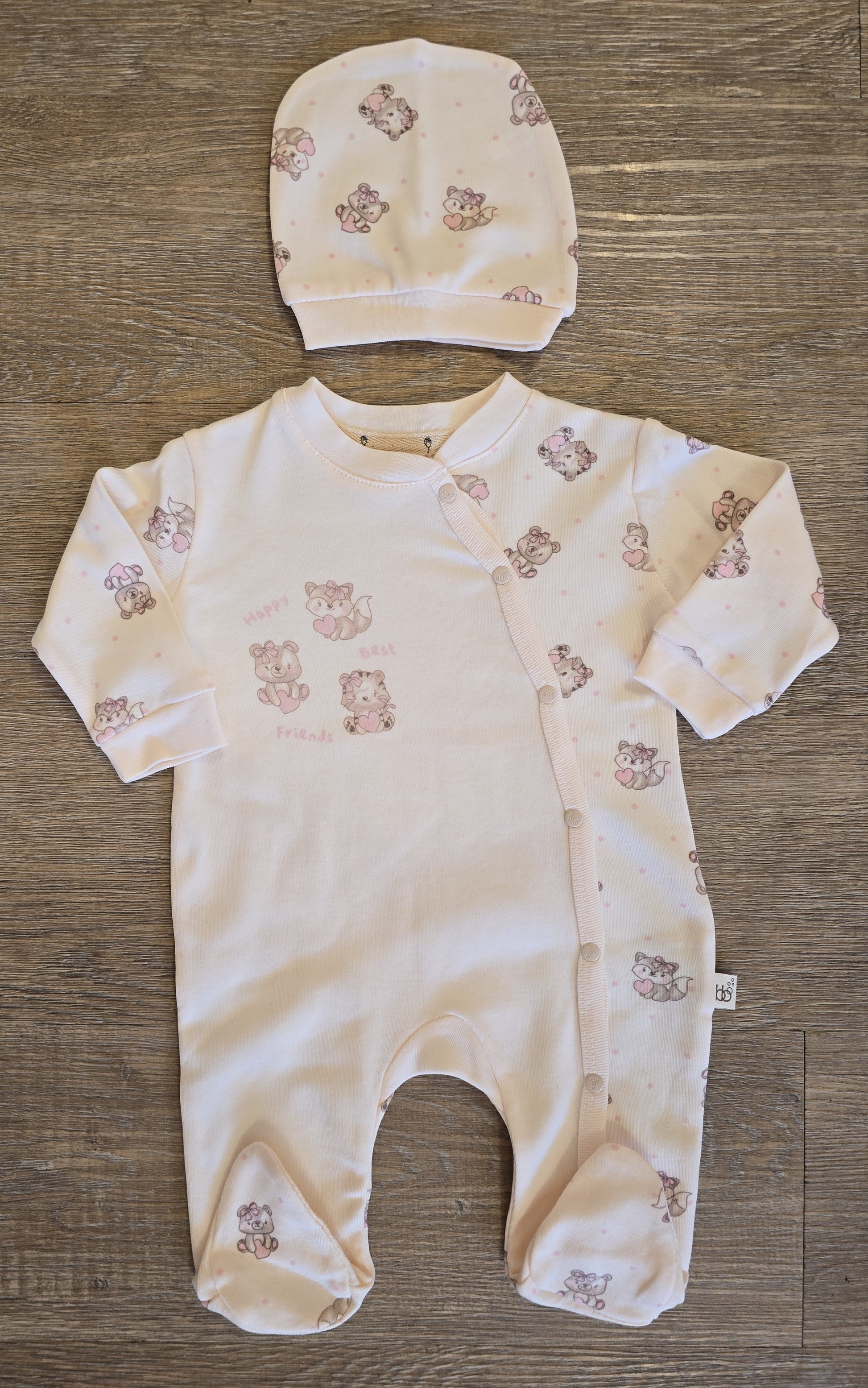 Pyjama bébé fille avec bonnet coton taille de 0 à 6 mois ref 14 ALL FOR KIDS