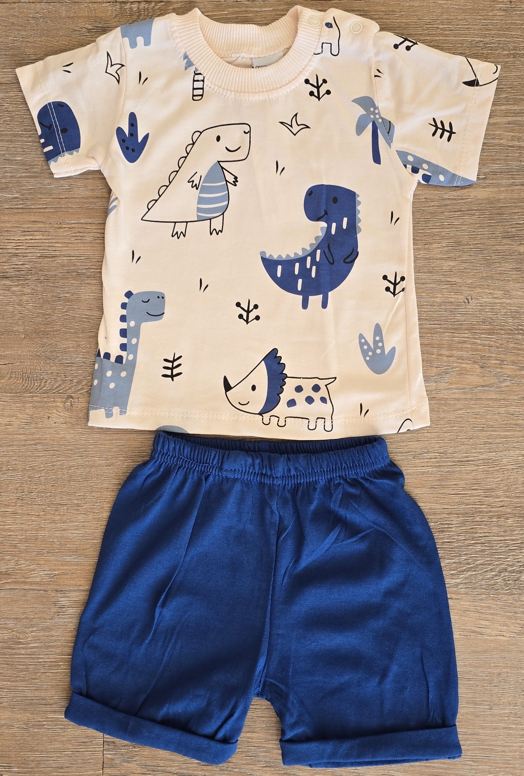 Ensemble bébé dinosaure t-shirt short taille de 9 à 18 mois 100% coton ref 5216 ALL FOR KIDS