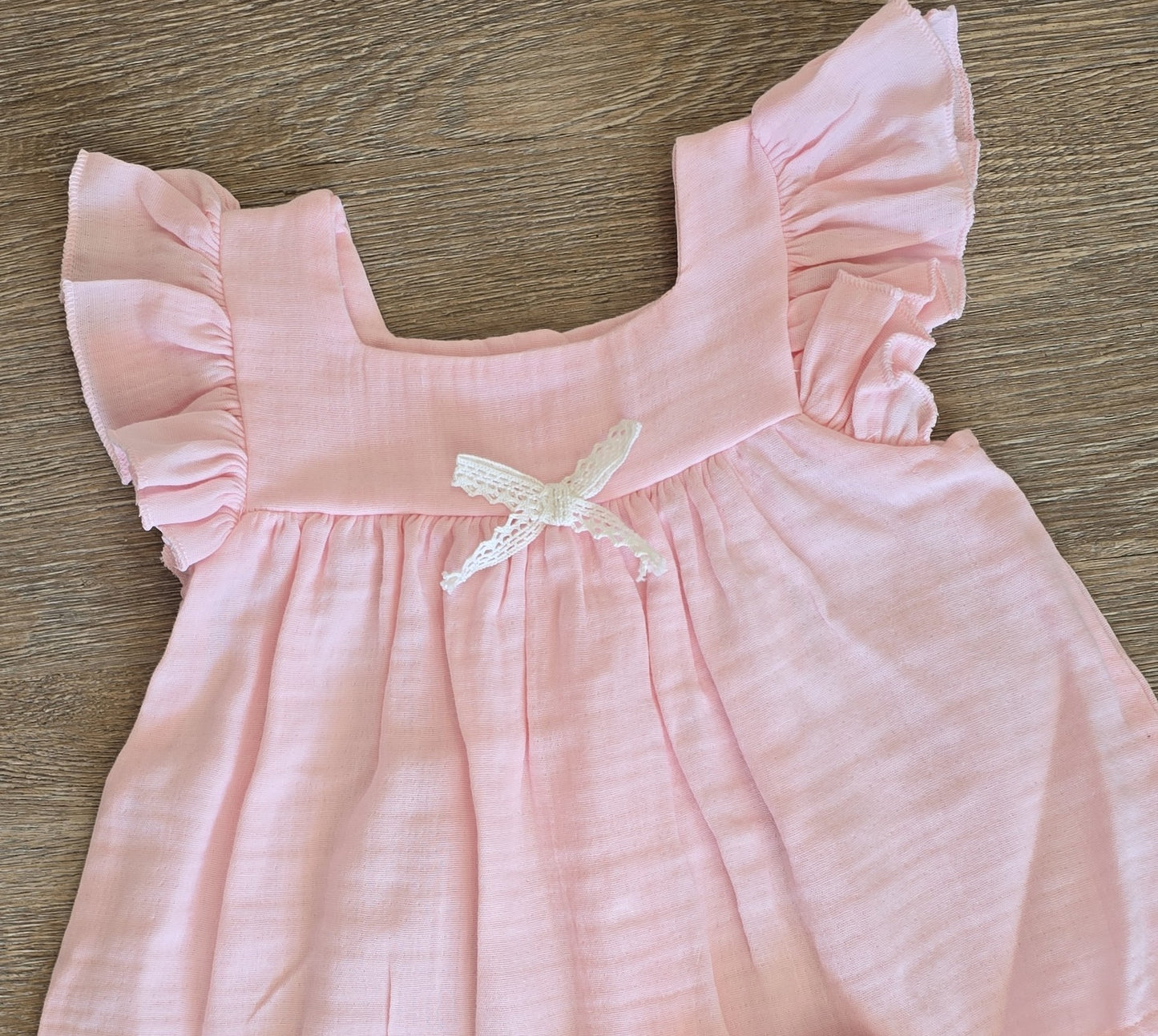 Ensemple bébé fille rose en gaze de coton taille de 6 à 18 mois ref 7019 ALL FOR KIDS