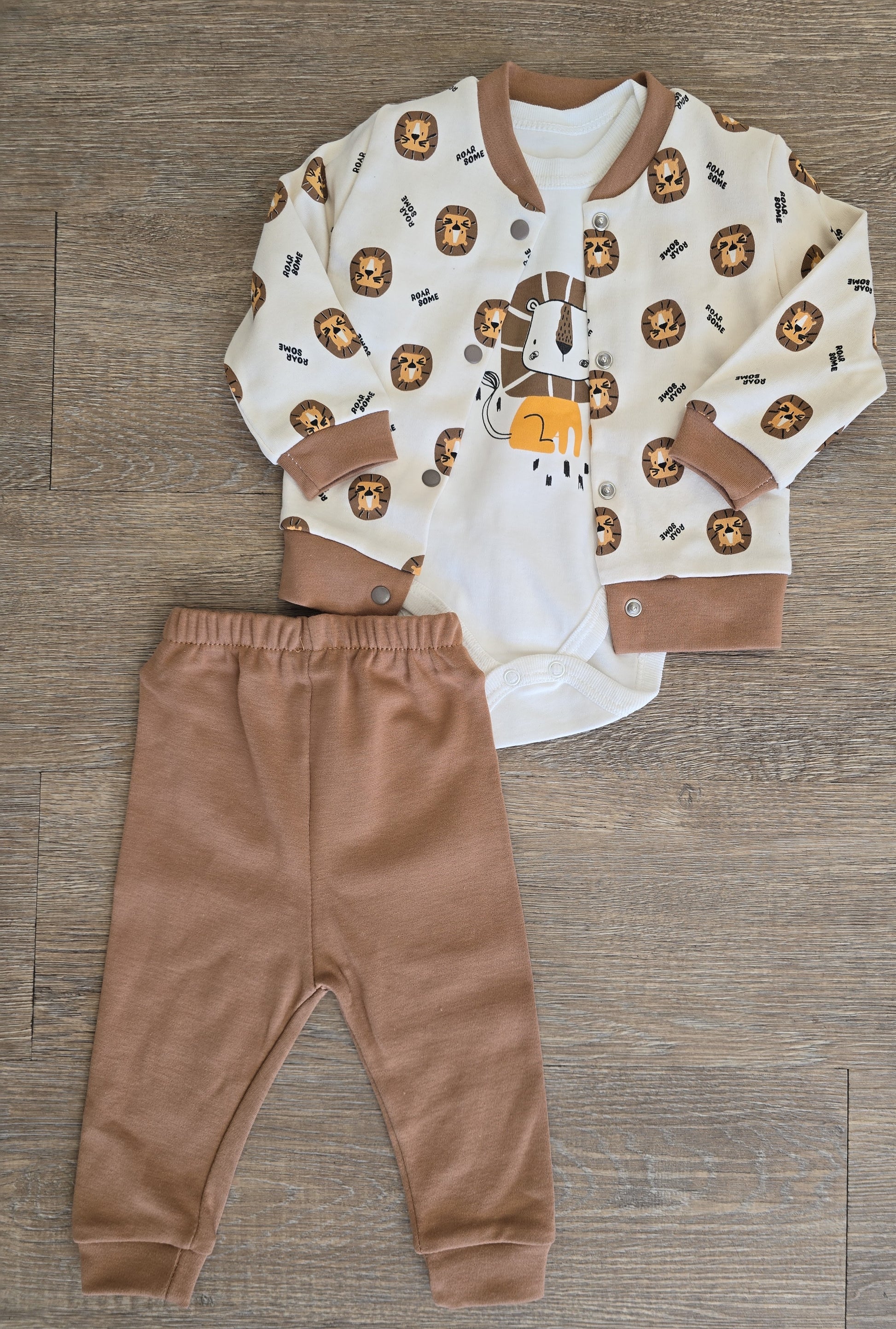 Ensemble bébé garçon lion 3 pièces 100 % coton taille de 3 à 9 mois ALL FOR KIDS