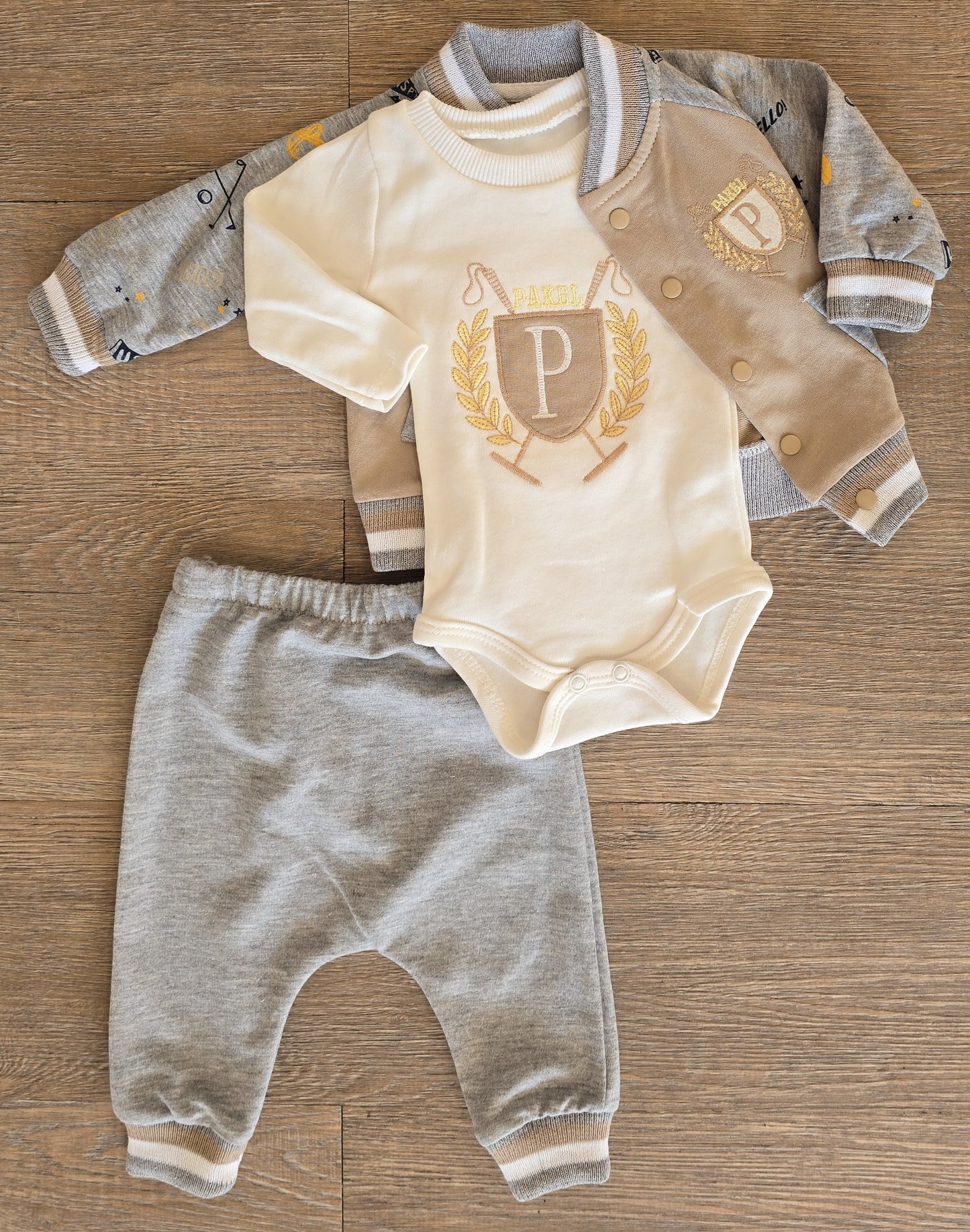Ensemble bébé garçon 3 pièces coton taille de 0 à 9 mois ref 1099 ALL FOR KIDS