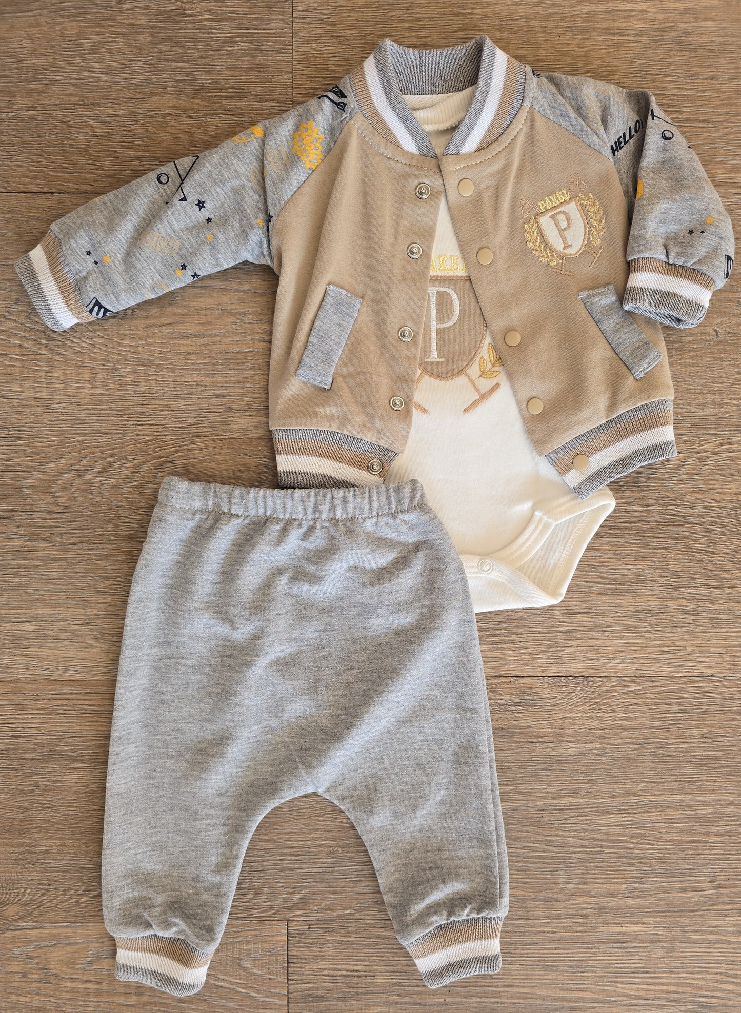 Ensemble bébé garçon 3 pièces coton taille de 0 à 9 mois ref 1099 ALL FOR KIDS
