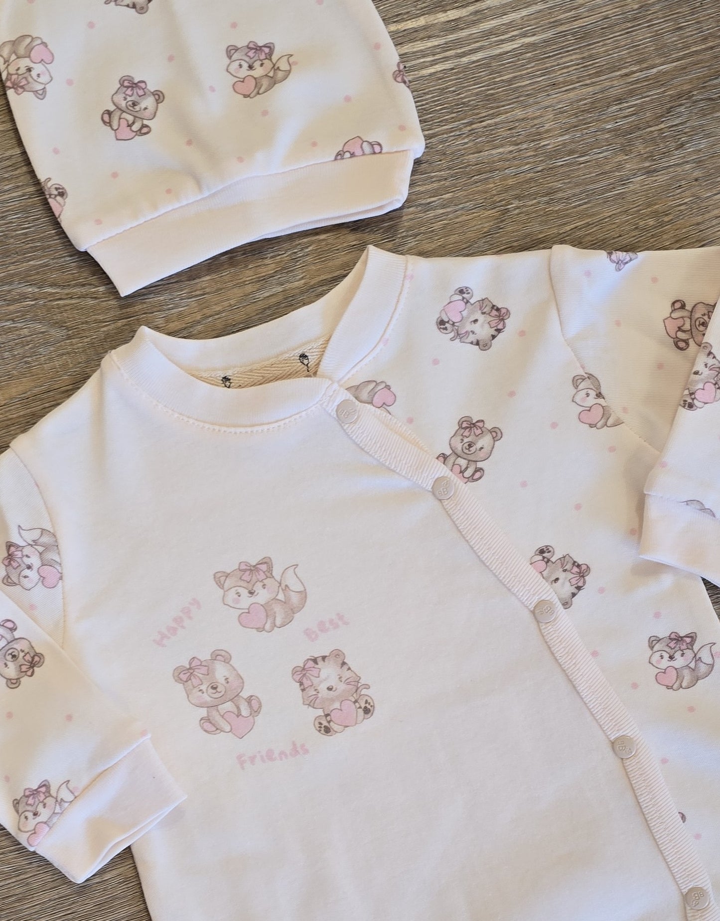 Pyjama bébé fille avec bonnet coton taille de 0 à 6 mois ref 14 ALL FOR KIDS