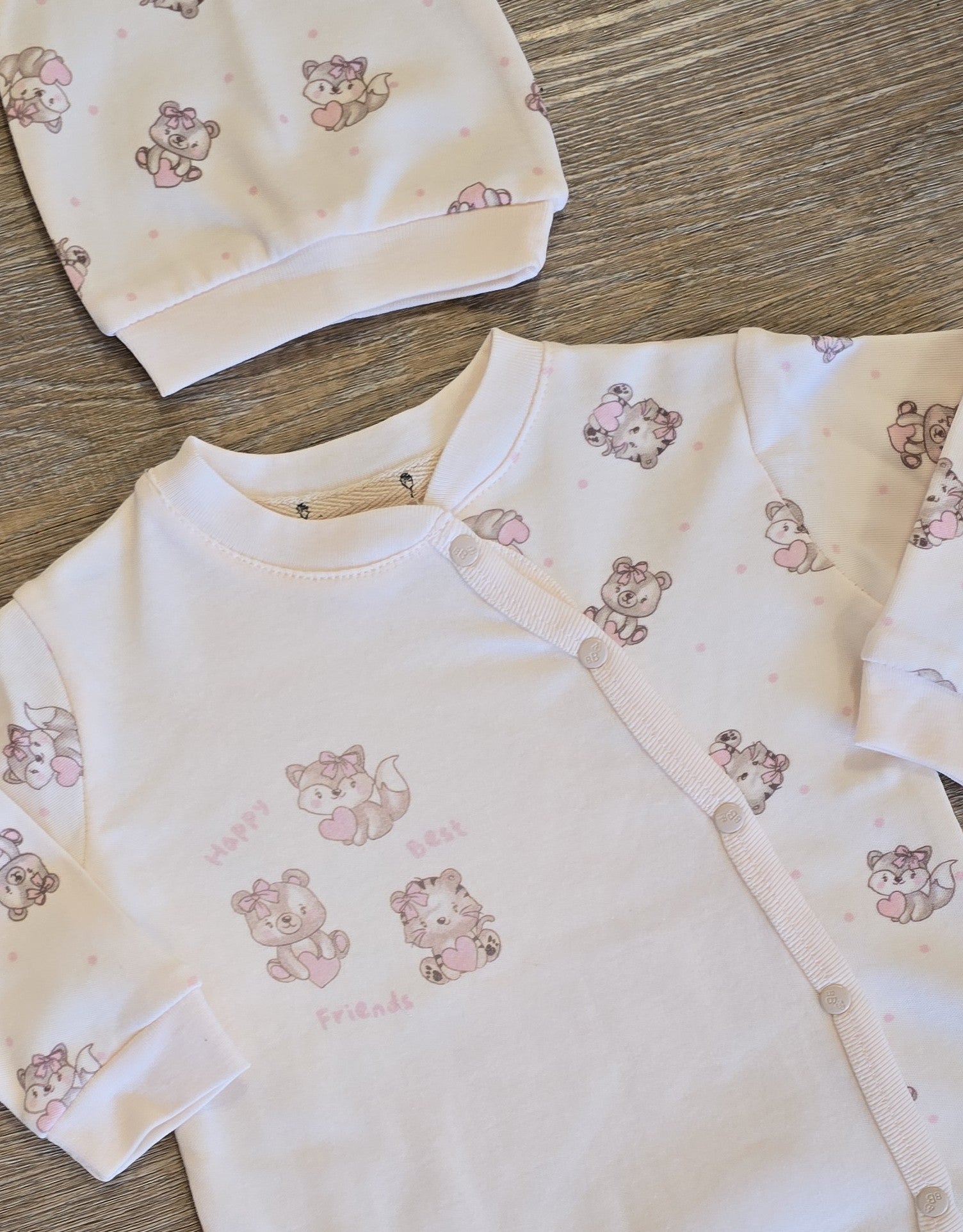 Pyjama bébé fille avec bonnet coton taille de 0 à 6 mois ref 14 ALL FOR KIDS