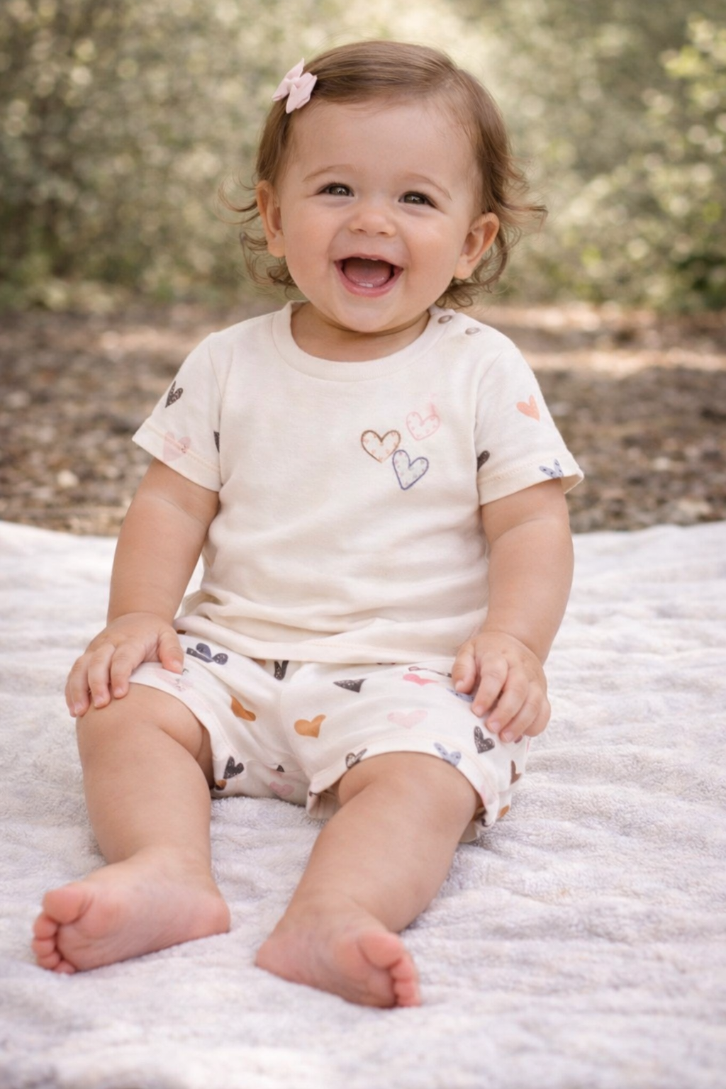 Ensemble bébé fille cœurs coton taille de 3 à 18 mois ref 24 ALL FOR KIDS