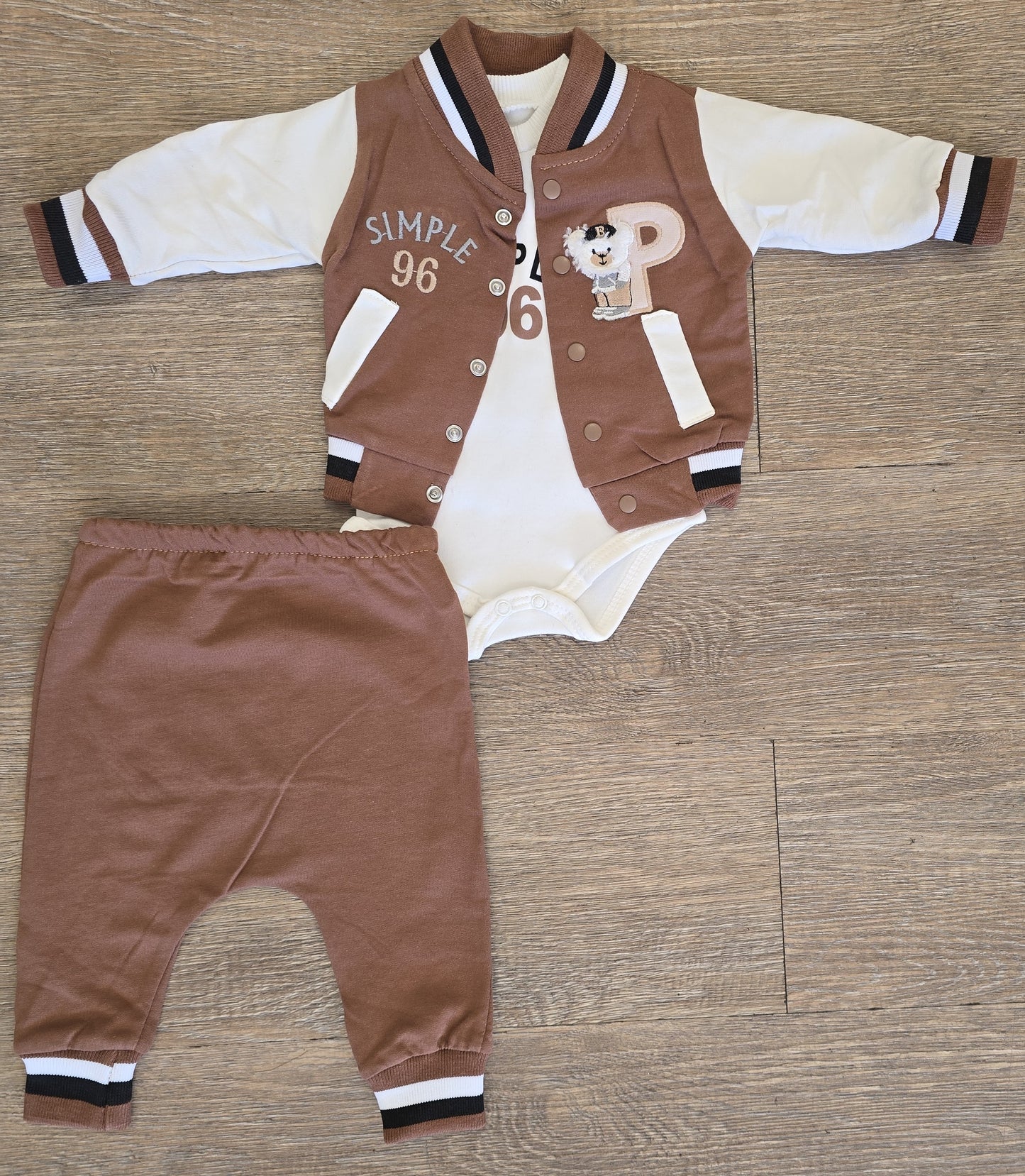 Ensemble bébé garçon 3 pièces teddy 100 % coton taille de 0 à 6 mois ALL FOR KIDS