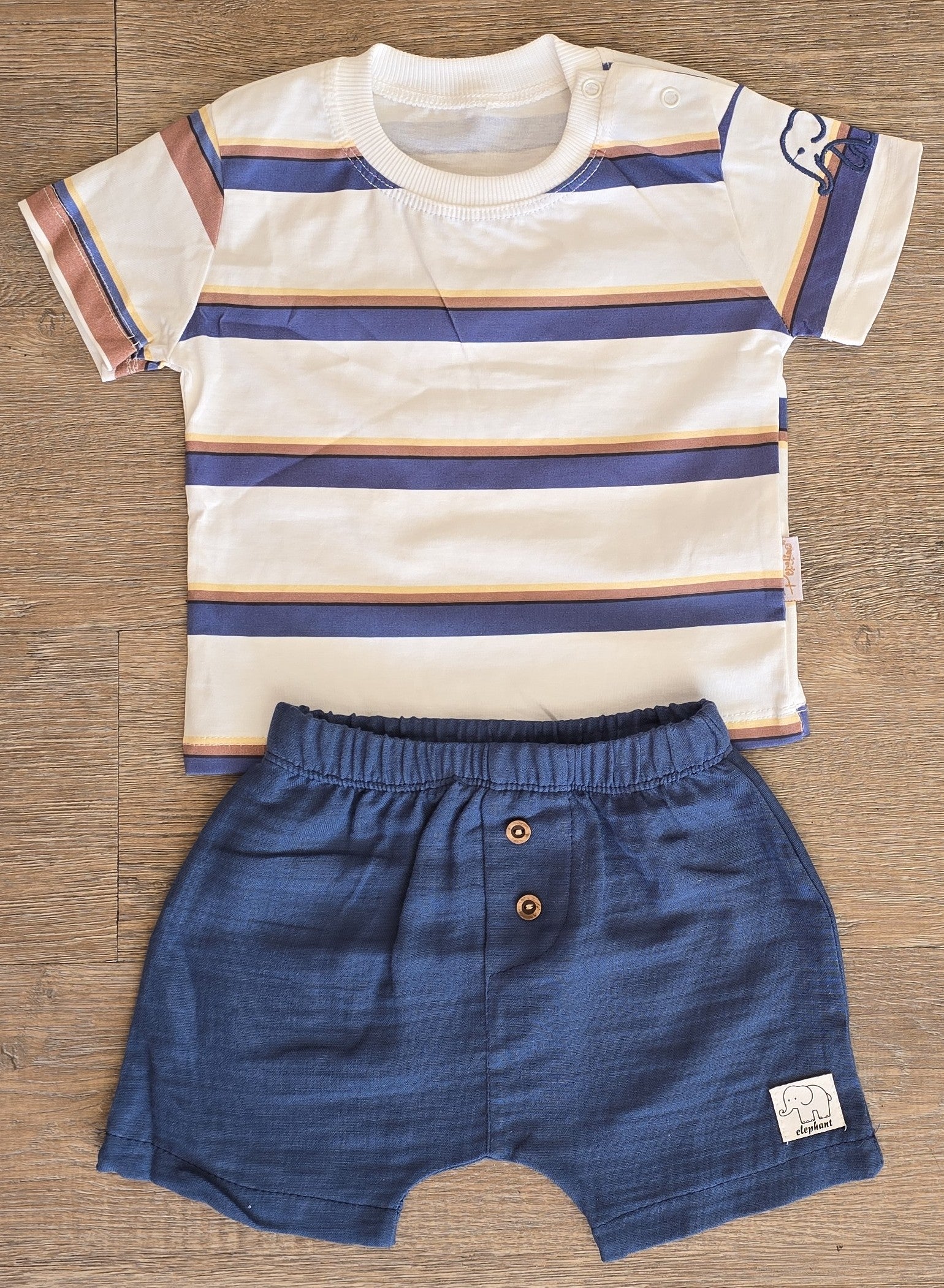 Ensemble bébé garçon tee-shirt et short taille de 6 de 24 mois 100% coton ref 5825 ALL FOR KIDS