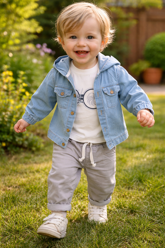 Ensemble bébé garçon veste bleu tee-shirt et pantalon taille de 6 à 18 mois 100% coton ref 6063