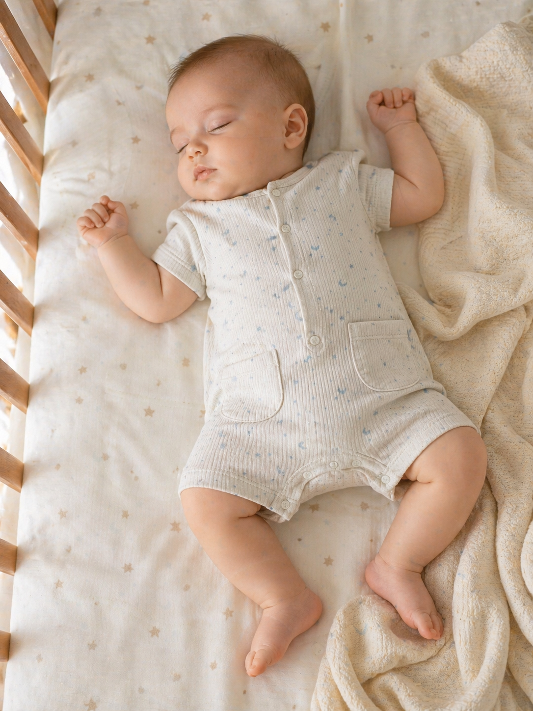 Combishort bébé garçon coton lune étoiles taille de 0 à 6 mois ref 25 ALL FOR KIDS