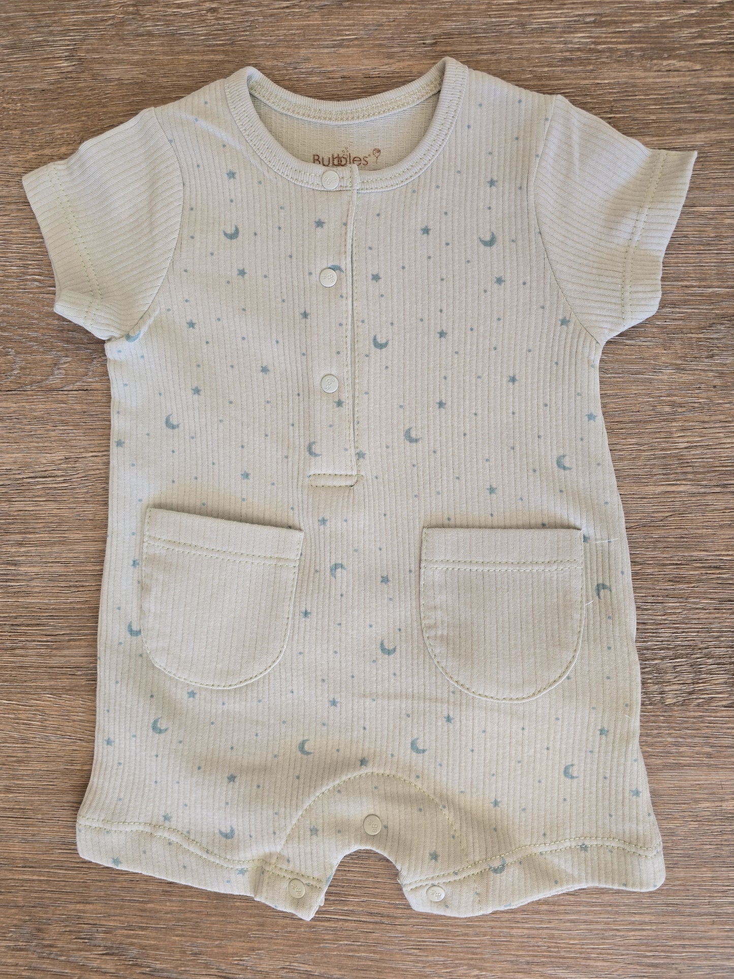 Combishort bébé garçon coton lune étoiles taille de 0 à 6 mois ref 25 ALL FOR KIDS