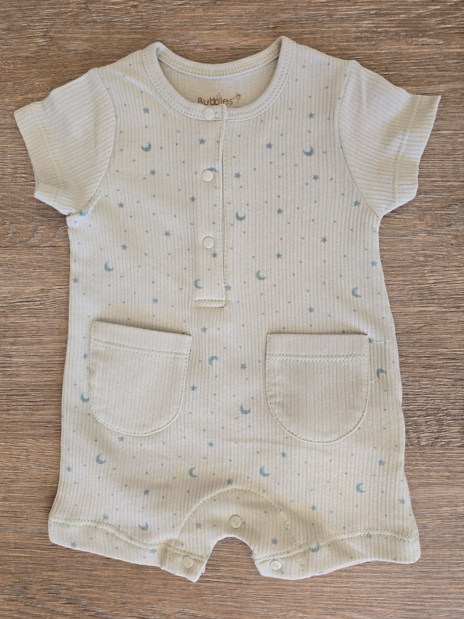 Combishort bébé garçon coton lune étoiles taille de 0 à 6 mois ref 25 ALL FOR KIDS