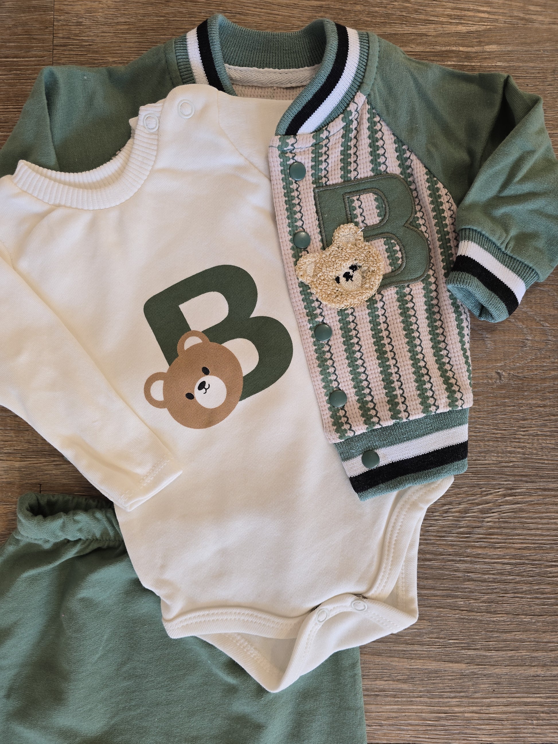 Ensemble bébé garçon style teddy 3 pièces taille de 0 à 6 mois ref 1380 ALL FOR KIDS
