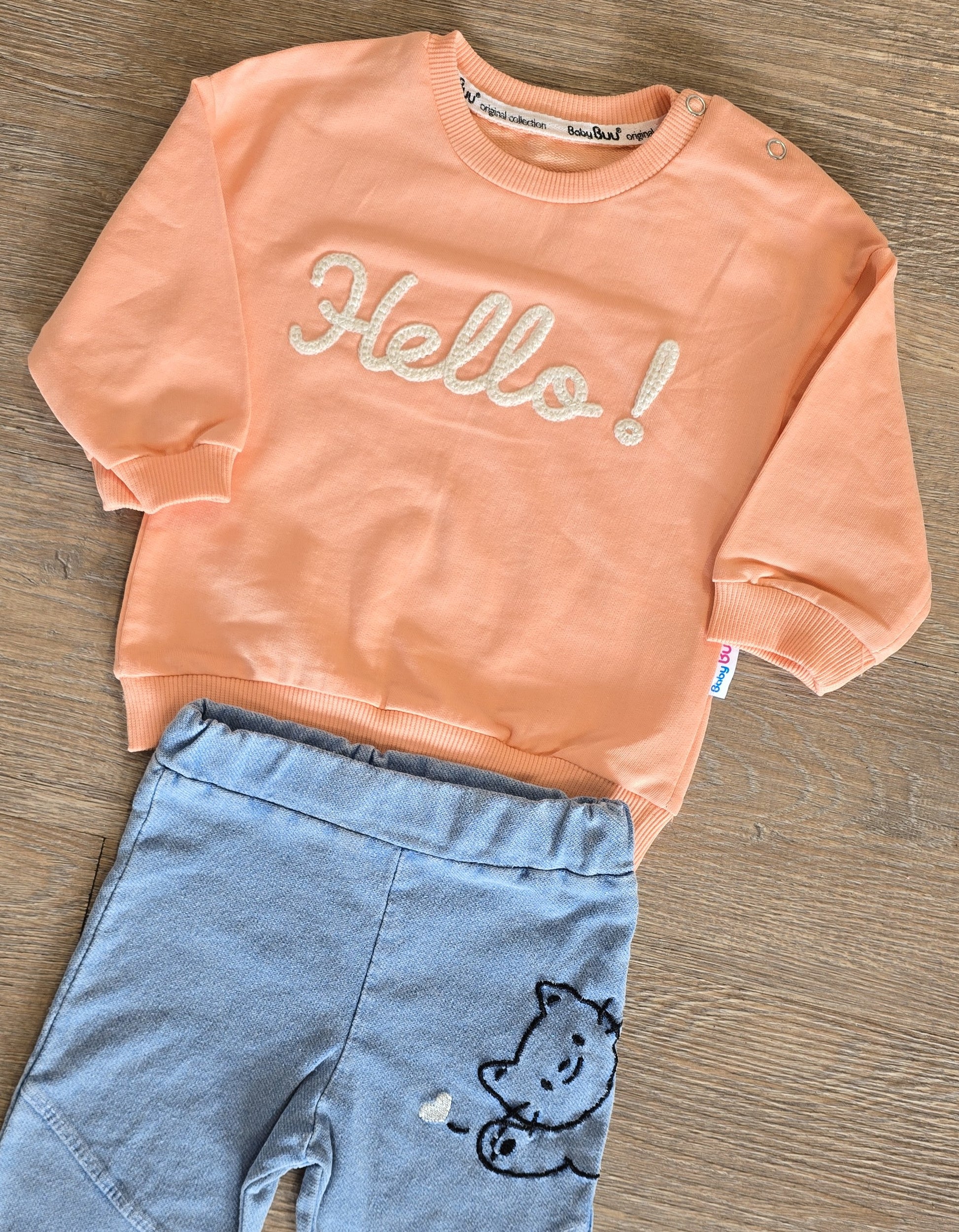 Ensemble fille "Hello!" 100% coton taille de 6 à 18 mois ref 0335 ALL FOR KIDS
