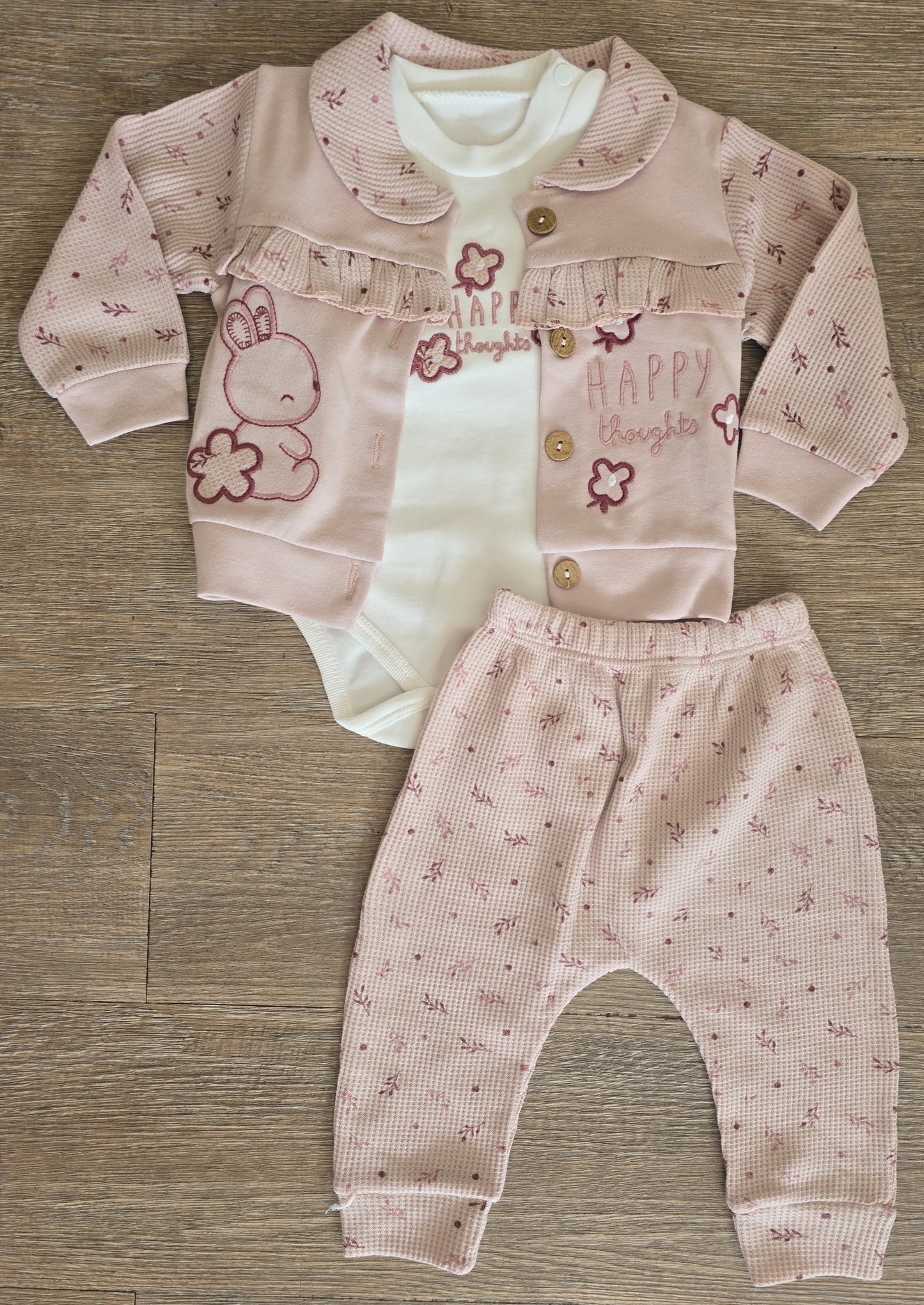 Ensemble bébé fille 3 pièces taille de 3 à 9 mois 100% coton ref 2077 ALL FOR KIDS