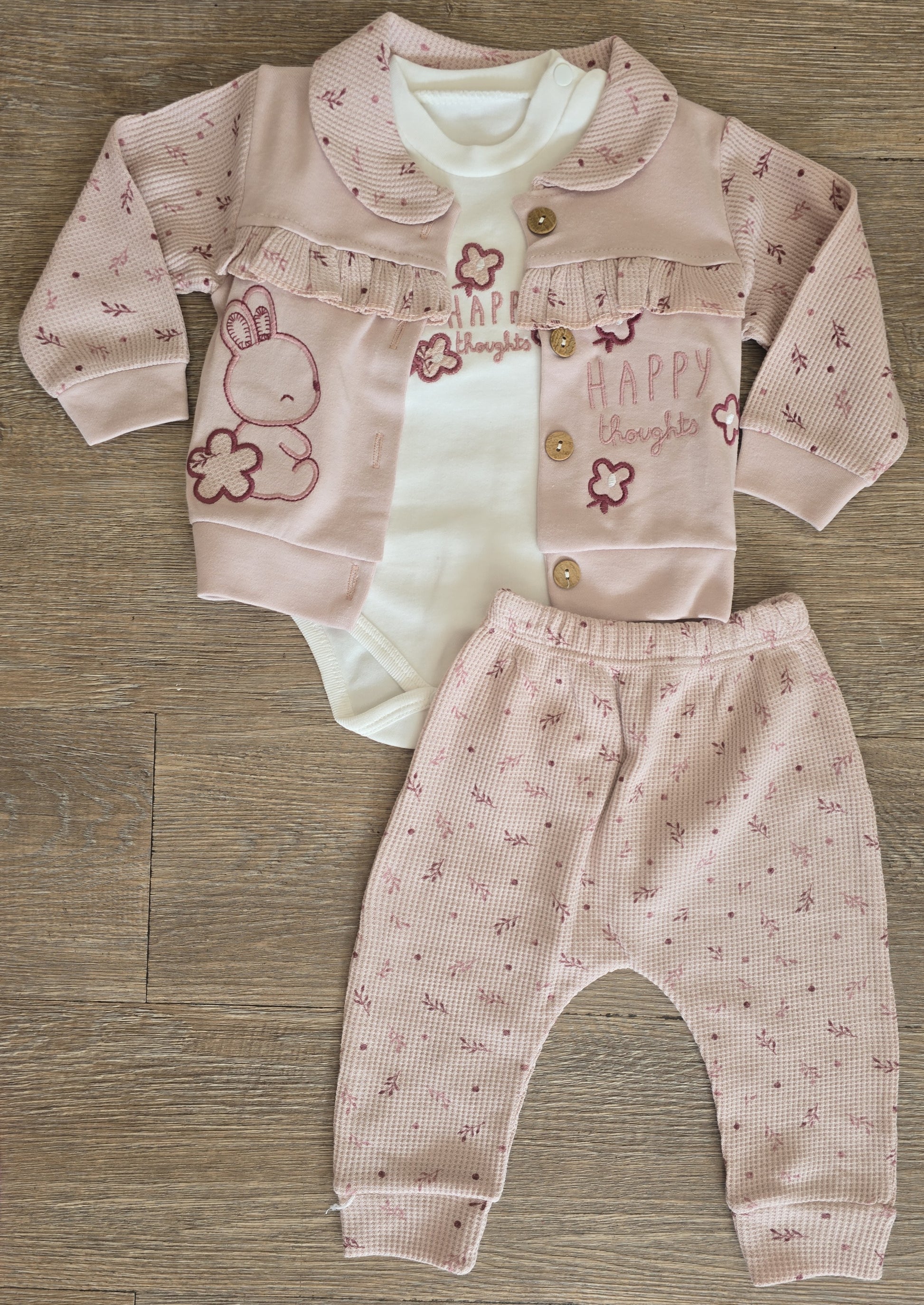 Ensemble bébé fille 3 pièces taille de 3 à 9 mois 100% coton ref 2077 ALL FOR KIDS
