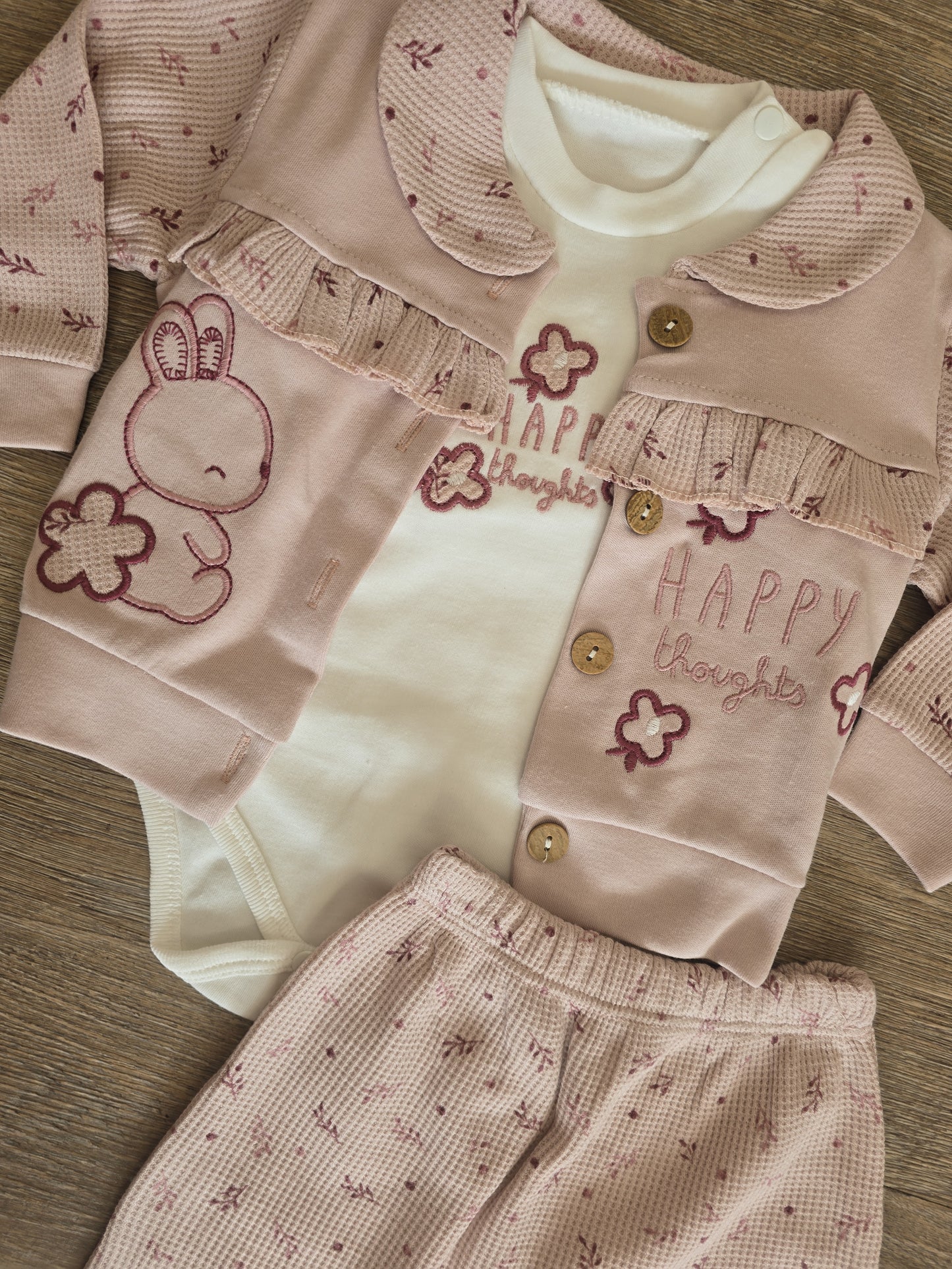 Ensemble bébé fille 3 pièces taille de 3 à 9 mois 100% coton ref 2077 ALL FOR KIDS