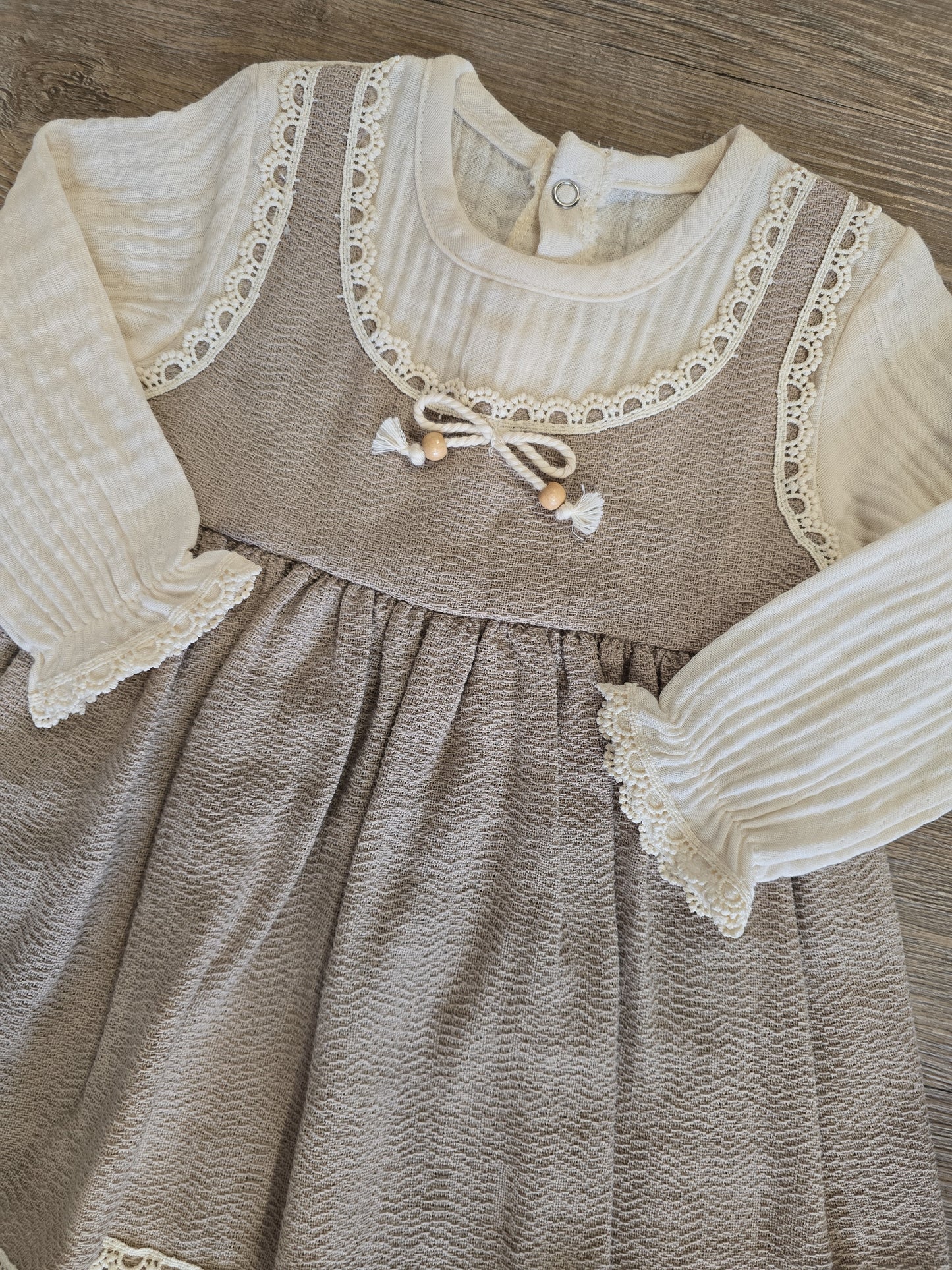 Robe bébé vintage beige 9 à 24 mois ref 2152 ALL FOR KIDS